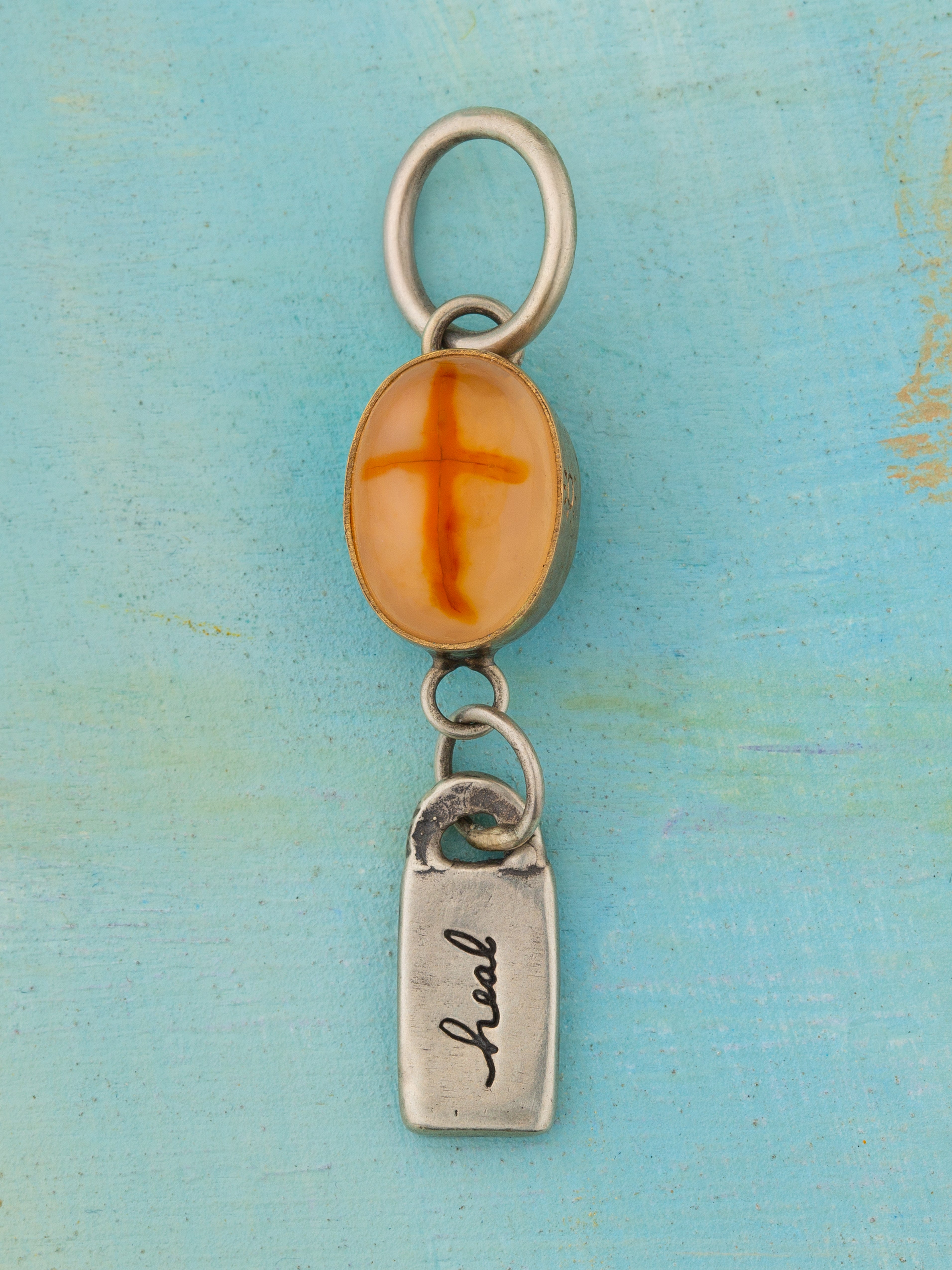Cross Agate Charm