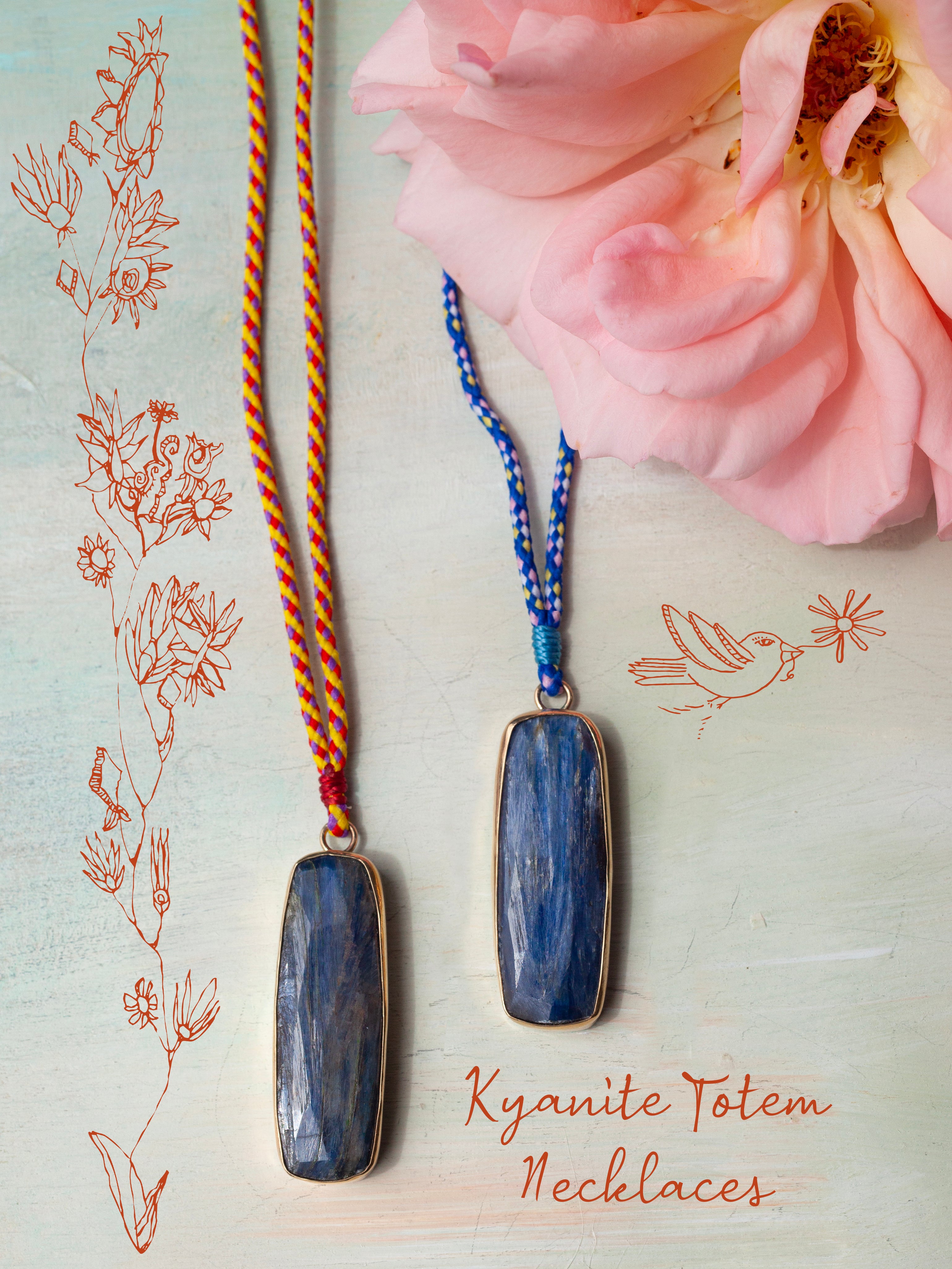 Kyanite Totem Necklace- Red