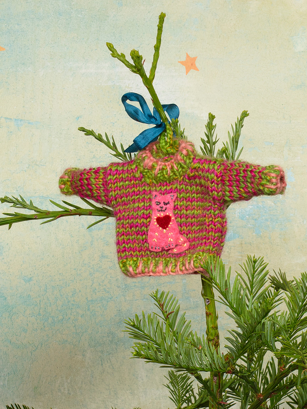 Peaches the Cat Sweater Ornament