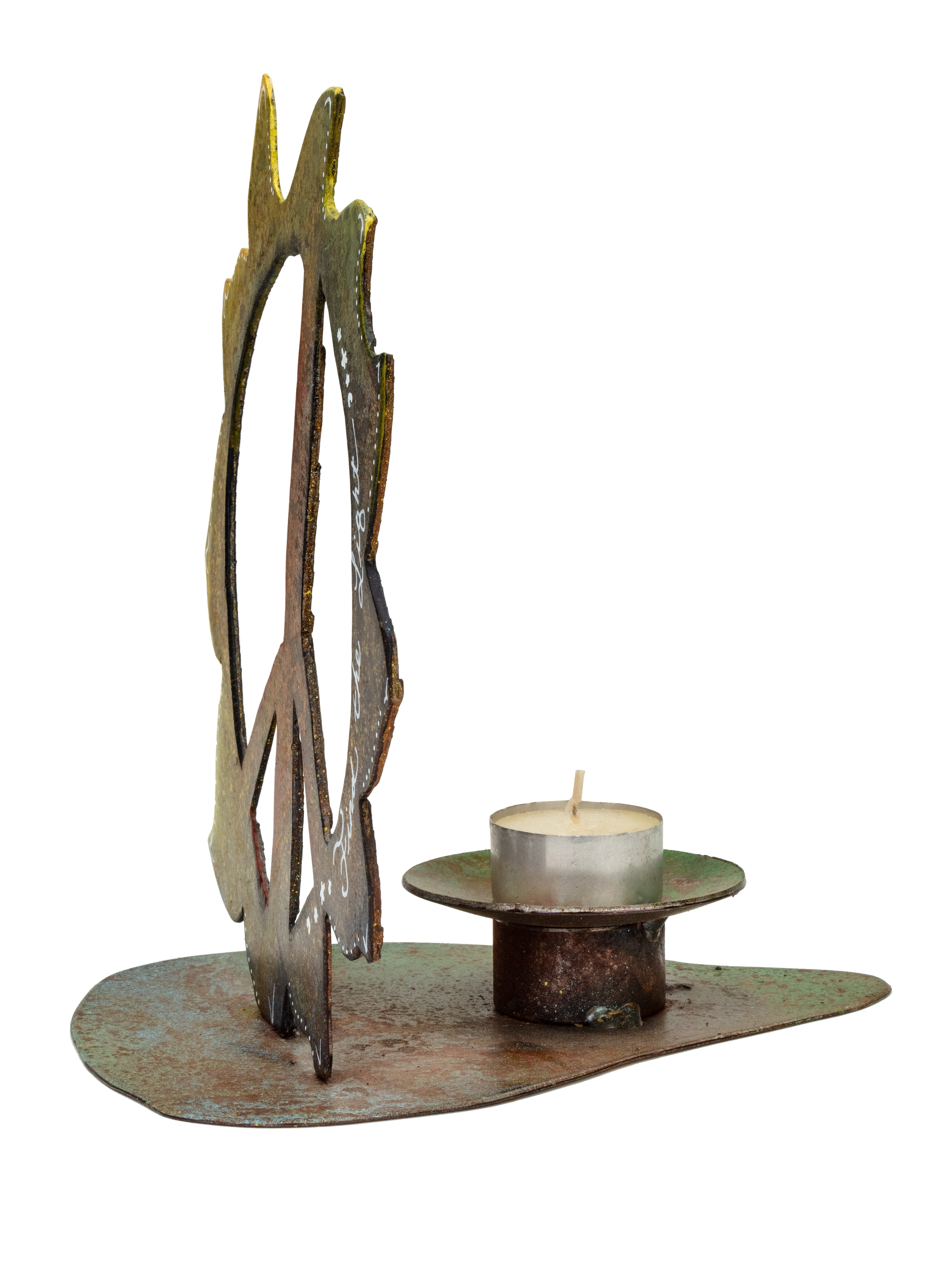 Peace Flower Candle Holder Steel Piece-Med