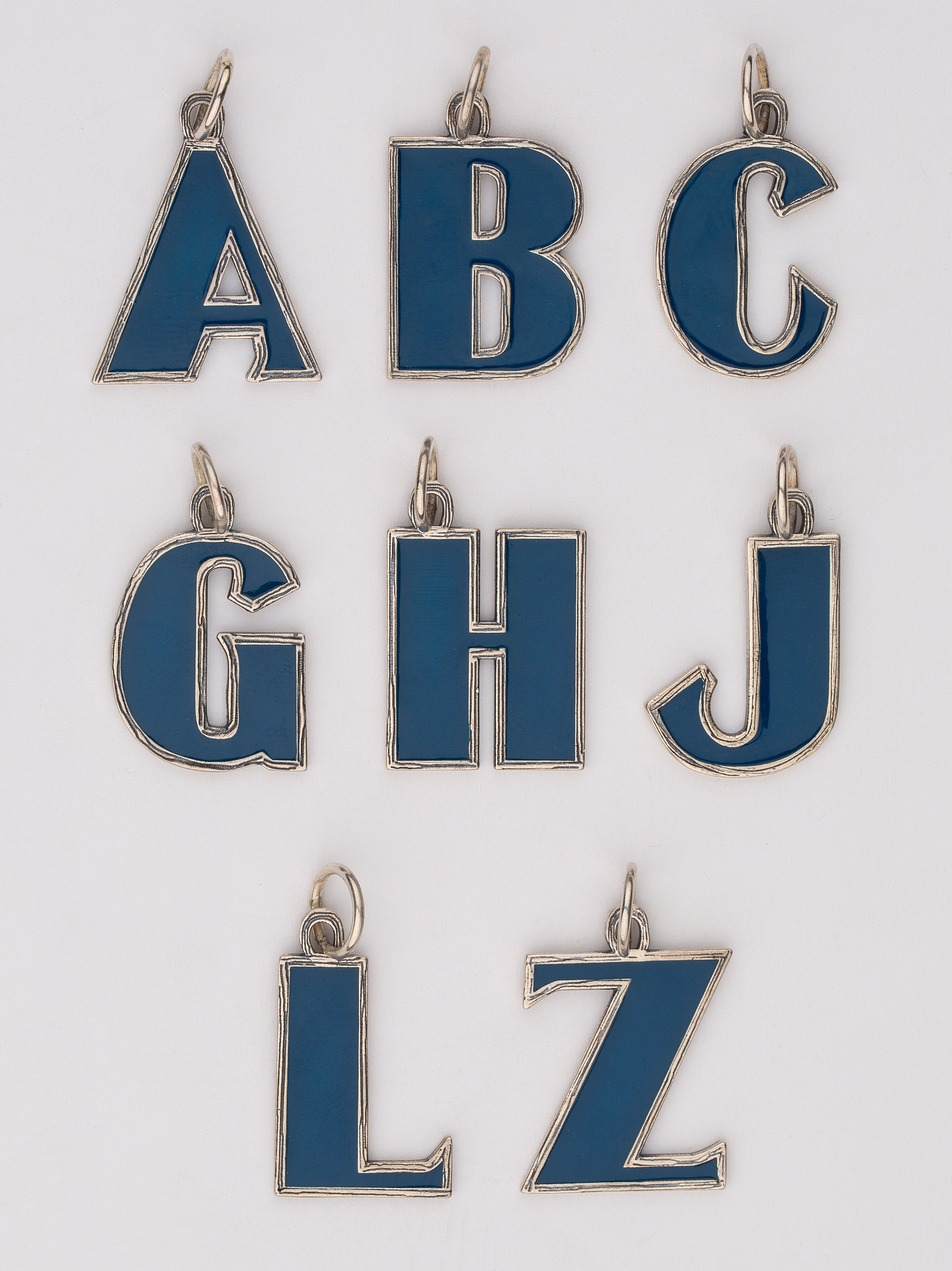 Navy Enamel Letter Charm
