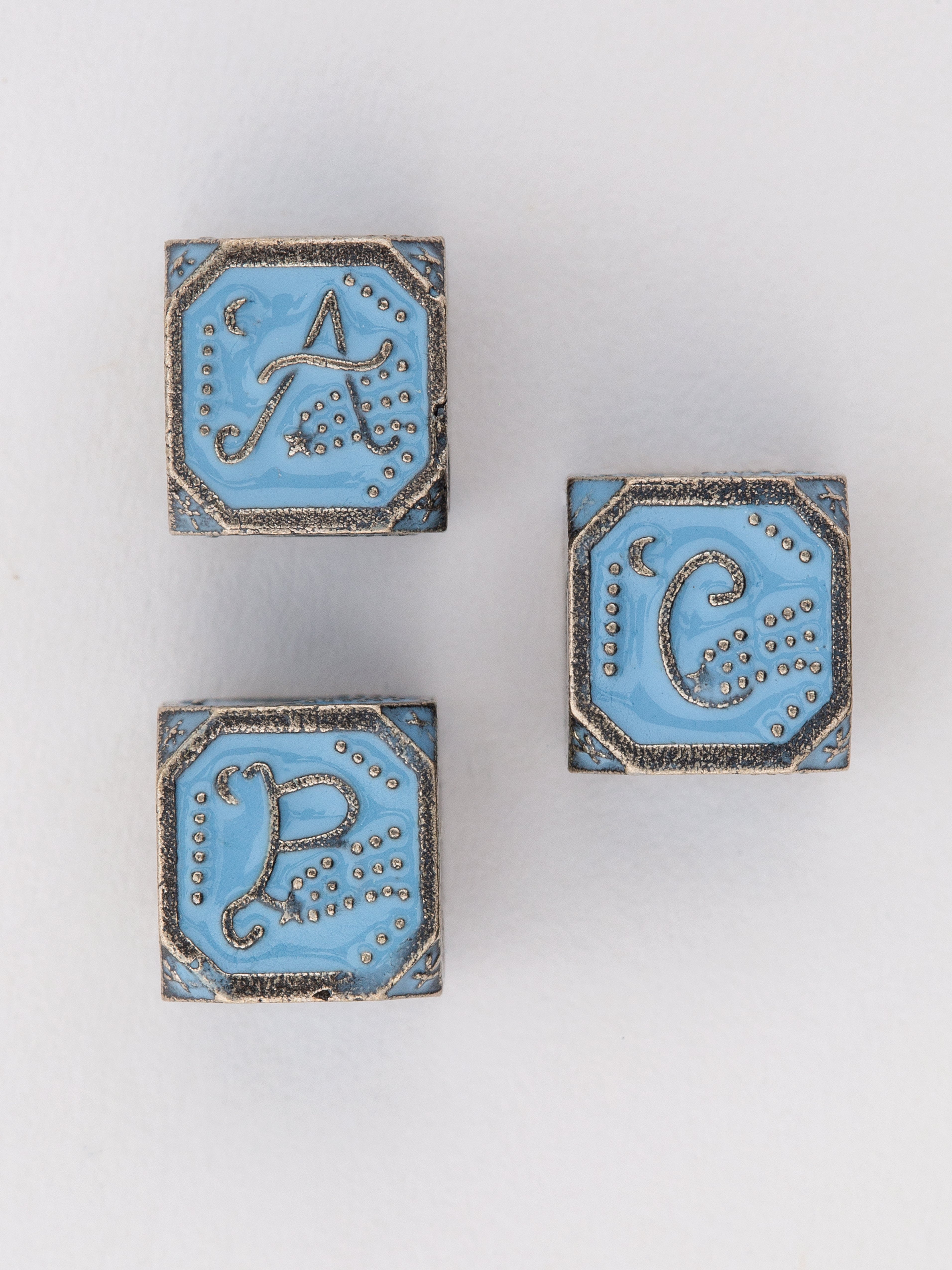 Moon and Stars Initial Charm in Sky Blue