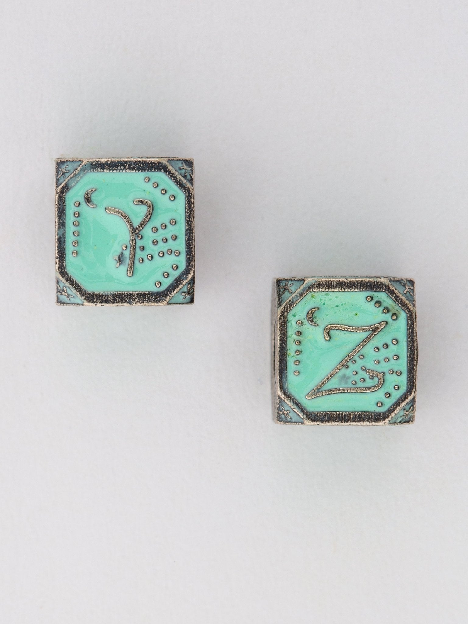 Moon and Stars Initial Charm in Mint — Handmade by Jes MaHarry