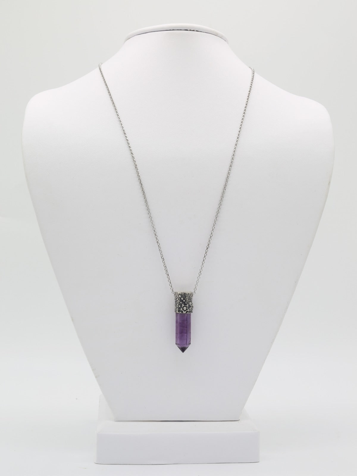 Power Stone Amethyst Necklace In Sterling