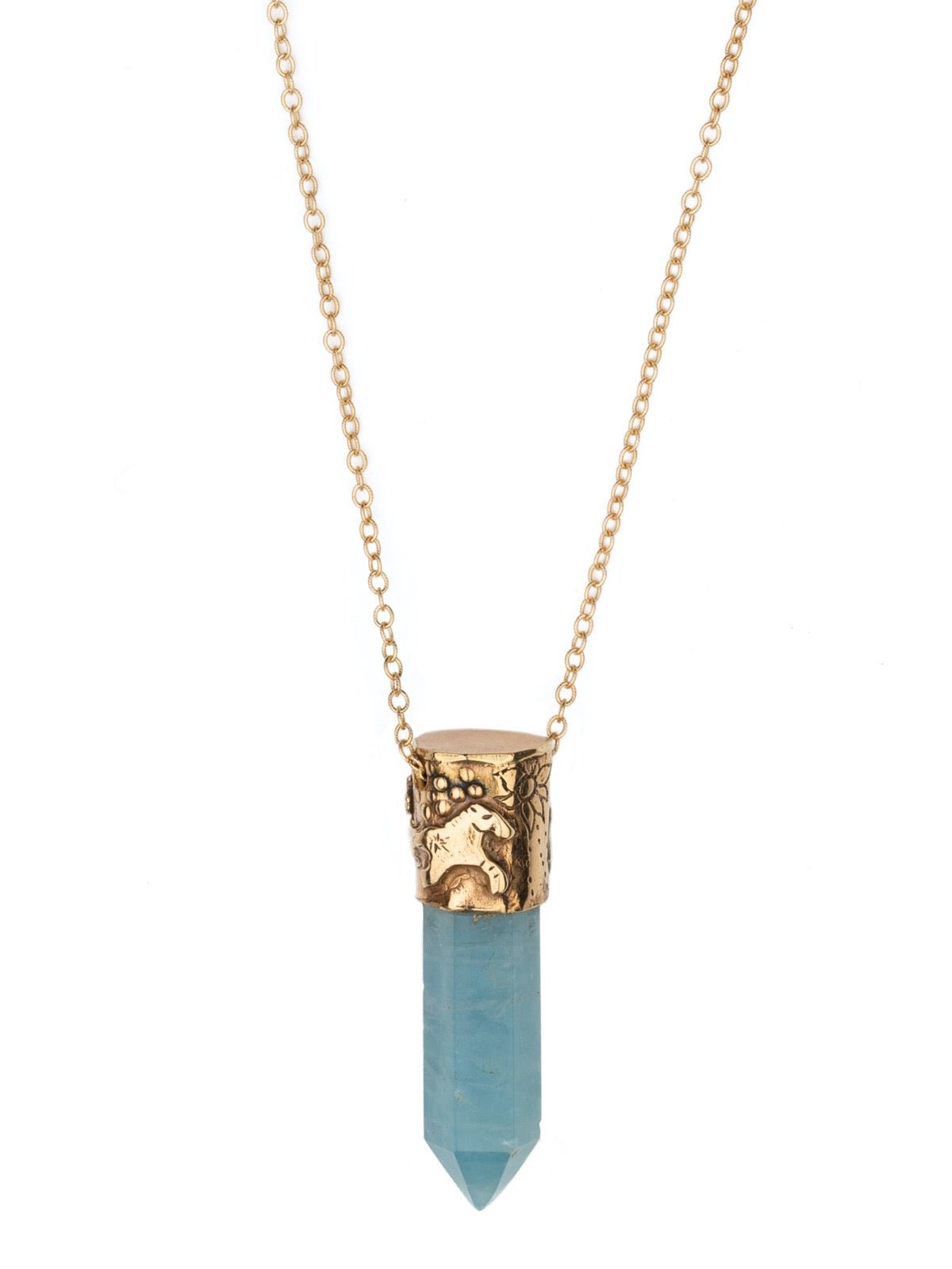 Power Stone Aquamarine Necklace In Gold — Handmade by Jes MaHarry