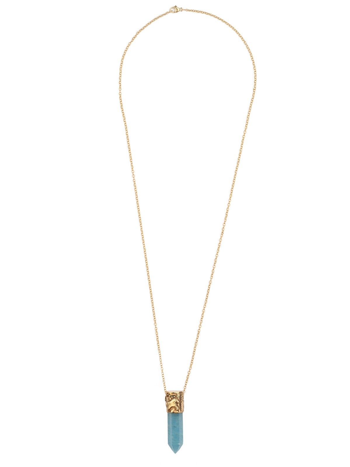 Power Stone Aquamarine Necklace In Gold