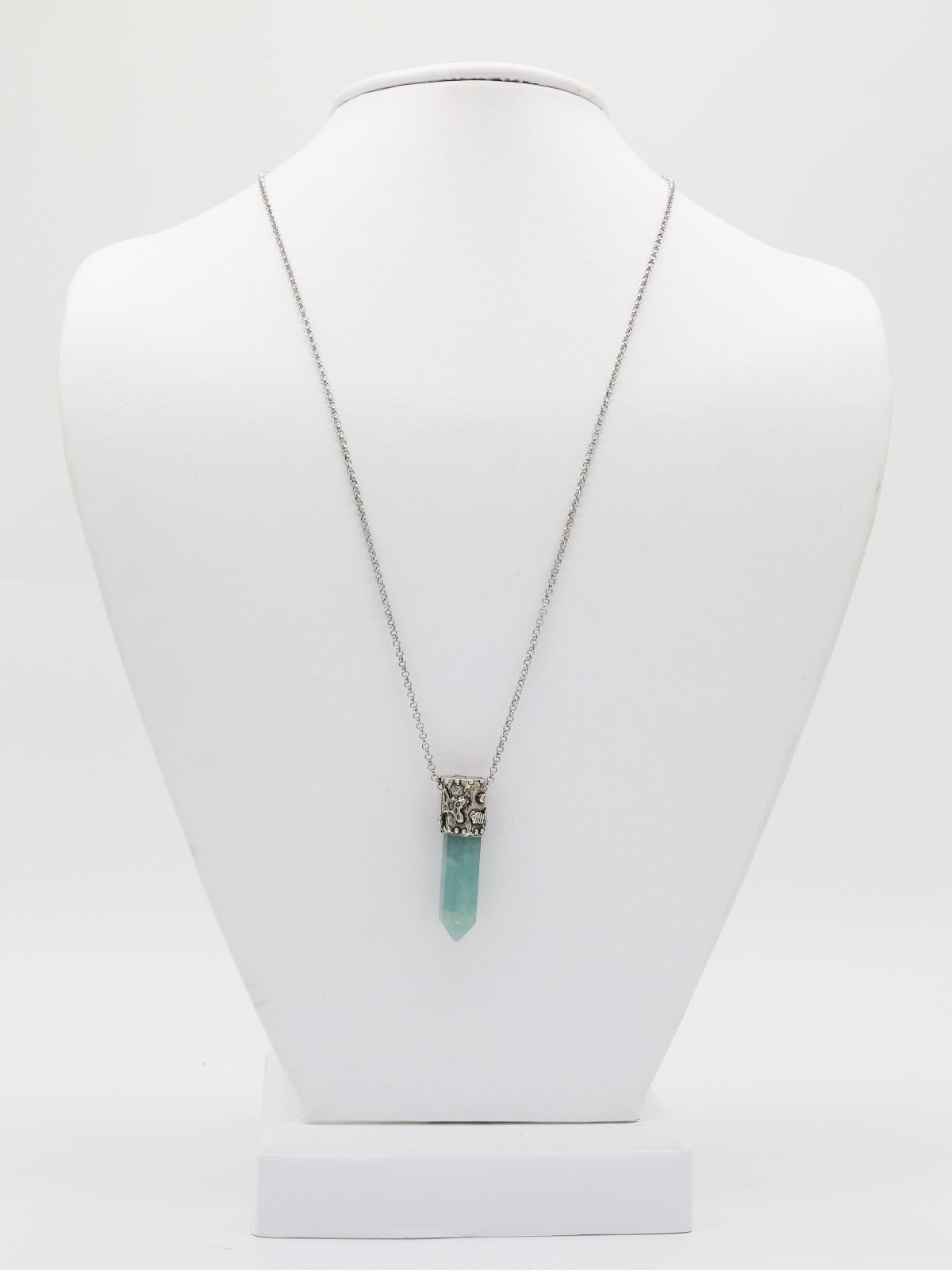 Power Stone Aquamarine Necklace In Sterling