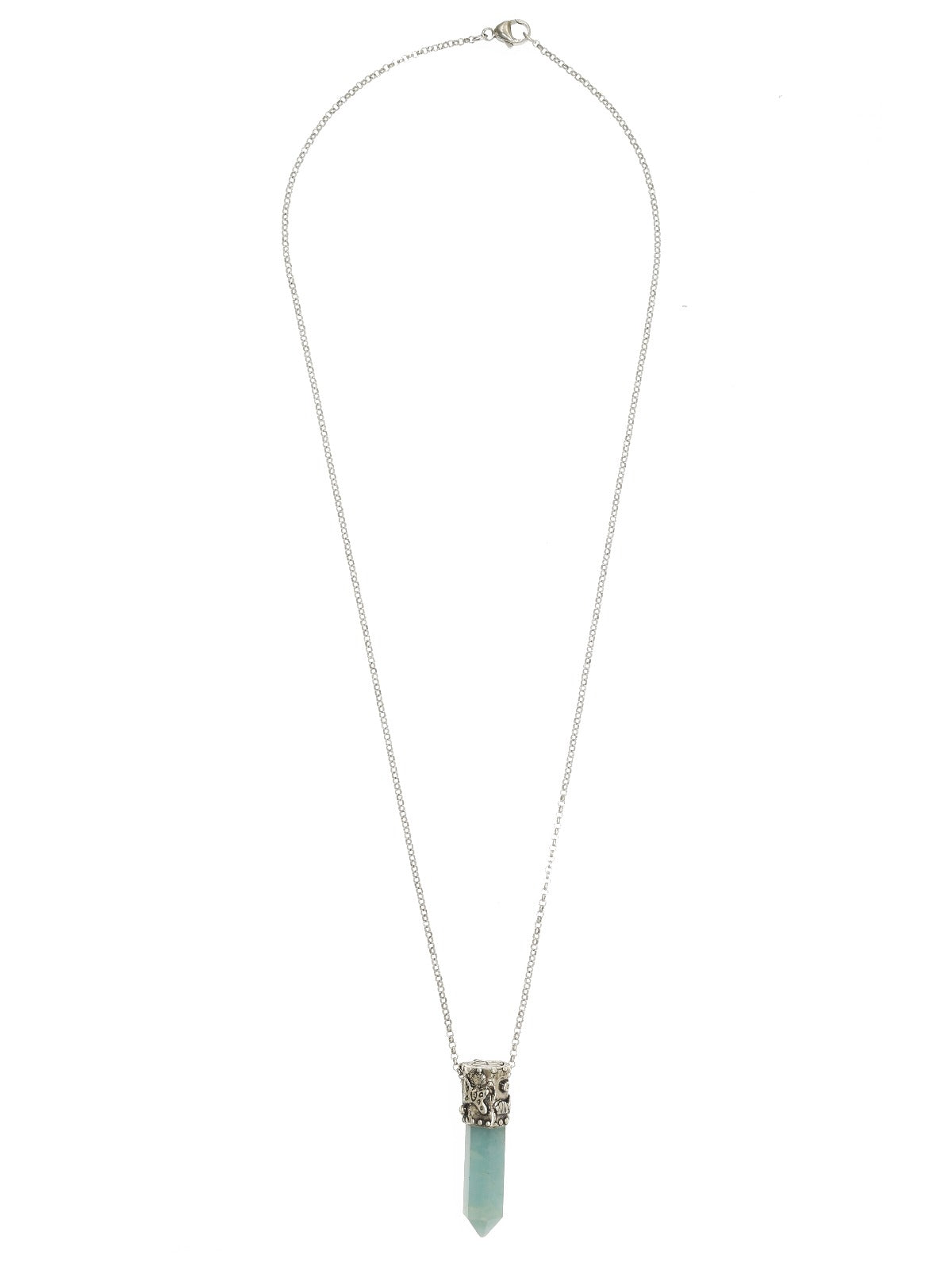 Power Stone Aquamarine Necklace In Sterling