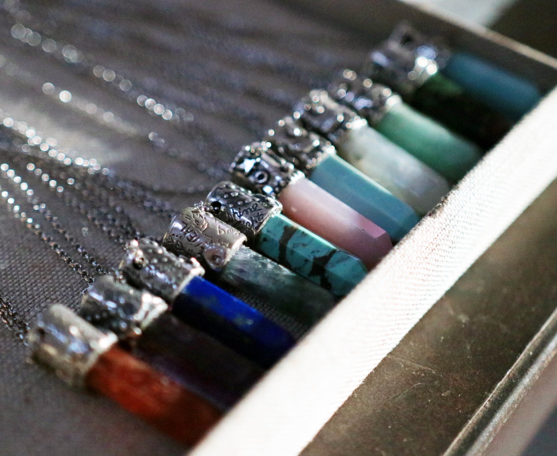 Power Stone Aquamarine Necklace In Sterling