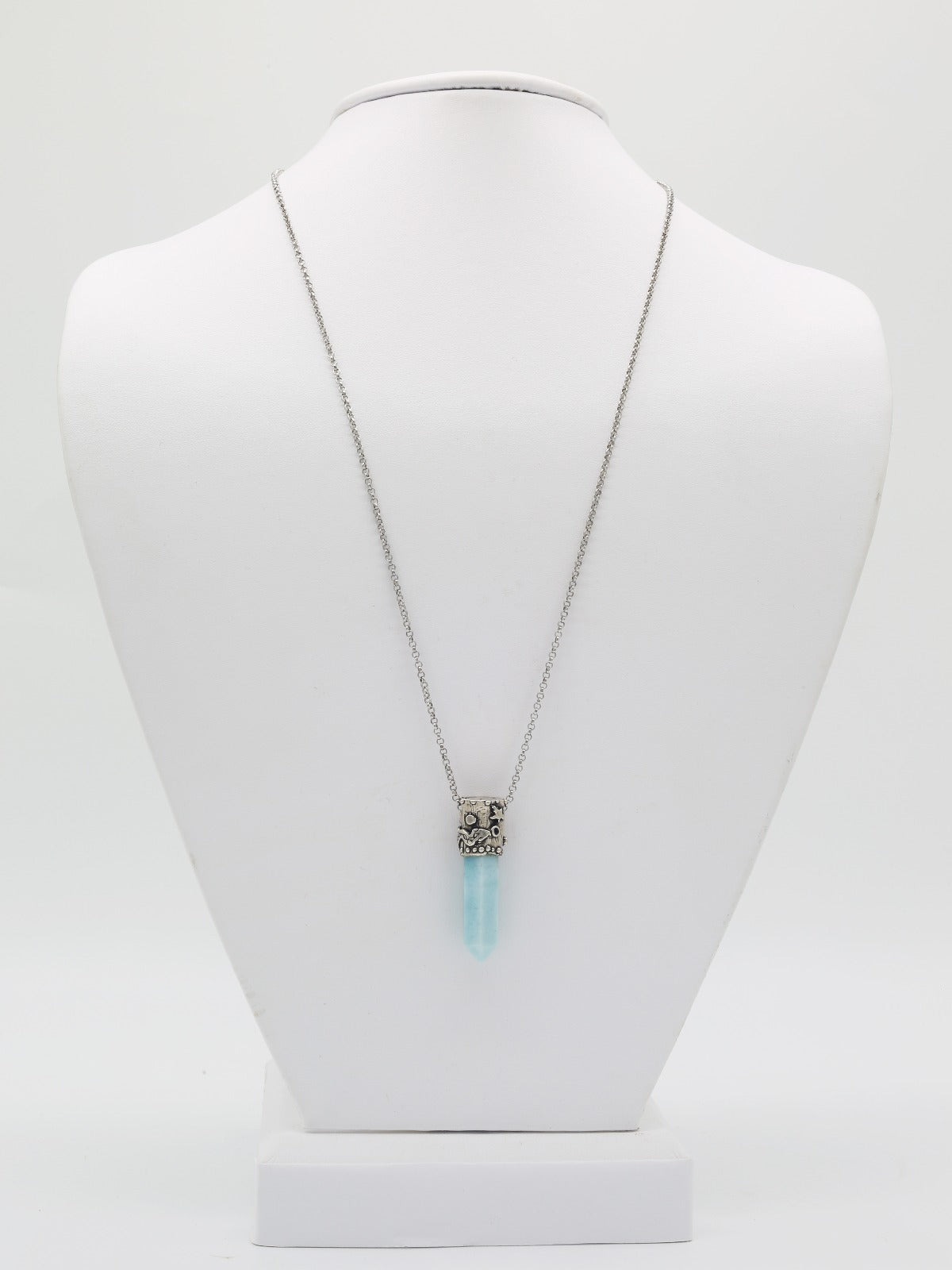 Power Stone Larimar Necklace In Sterling