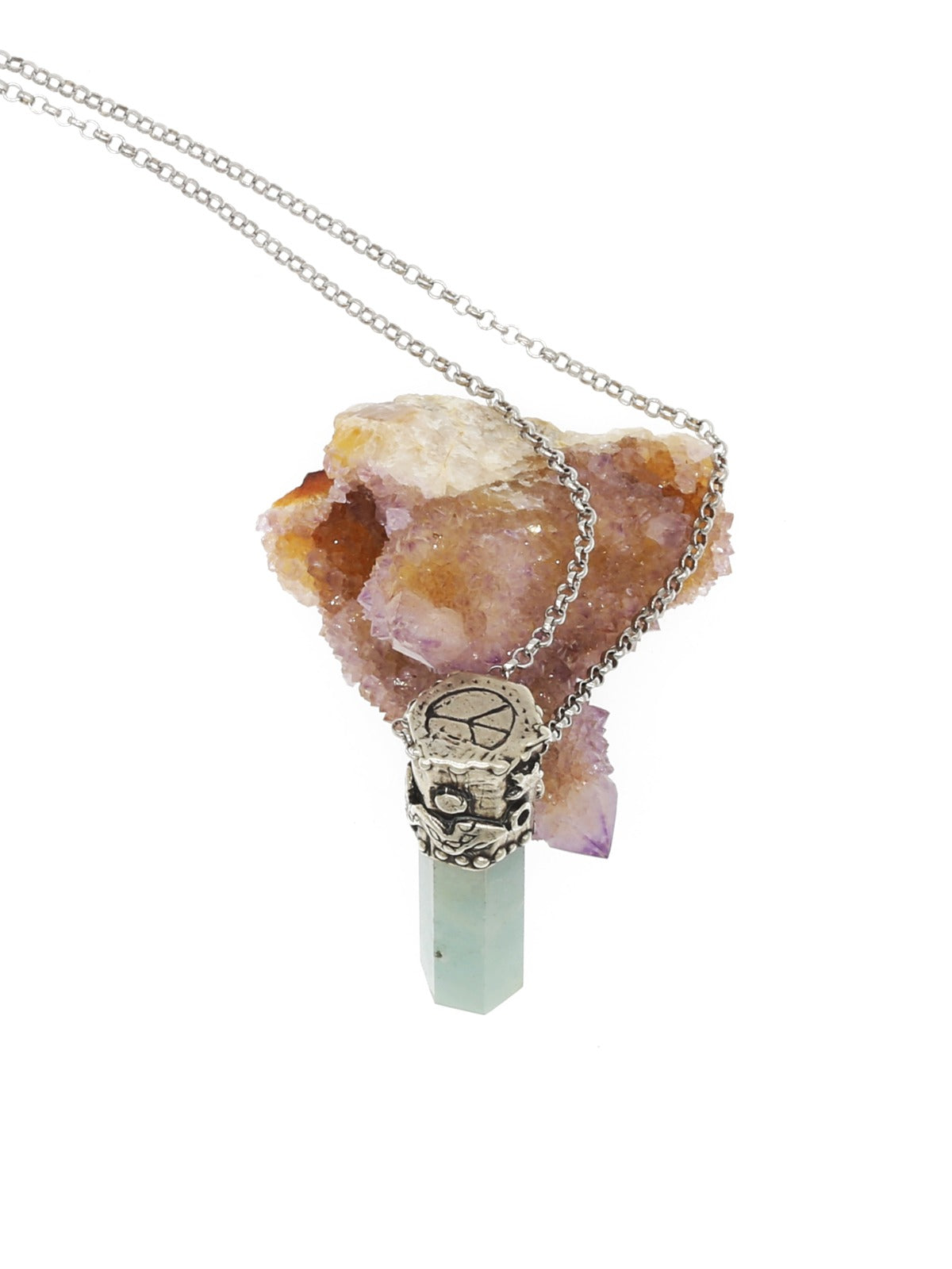 Power Stone Aquamarine Necklace In Sterling