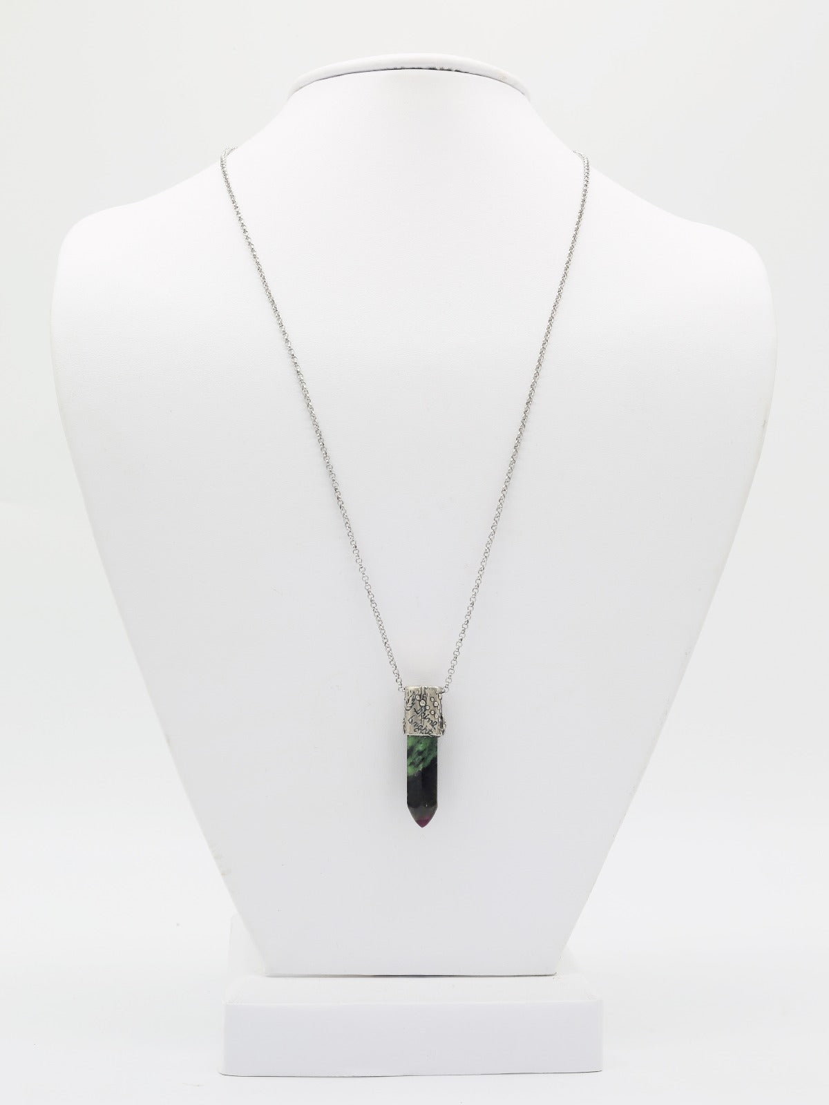 Power Stone Ruby Zoisite Necklace In Sterling