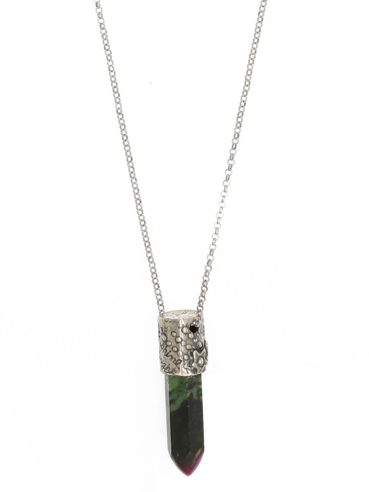 Power Stone Ruby Zoisite Necklace In Sterling