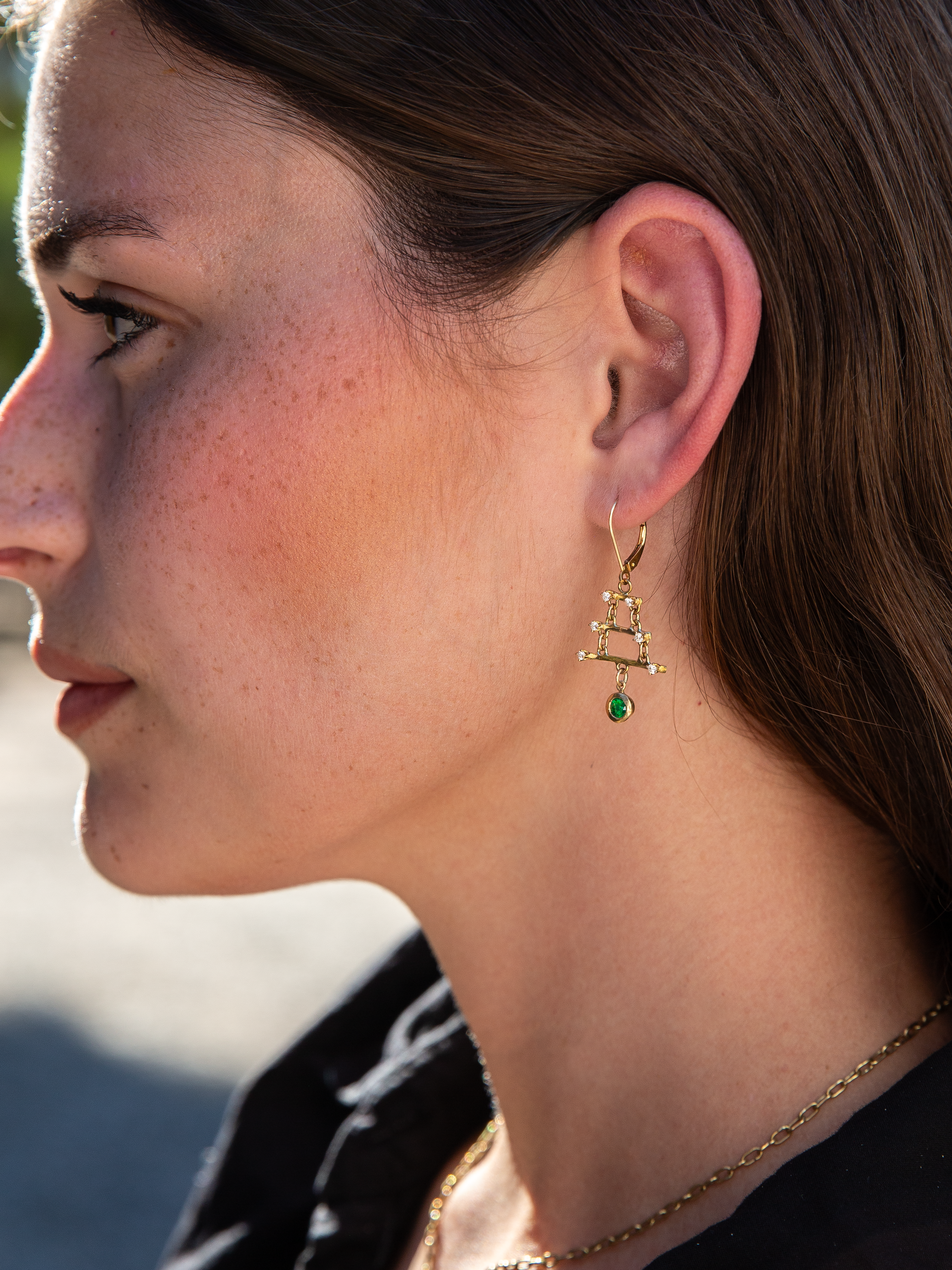 Emerald Heart Cascade Earrings