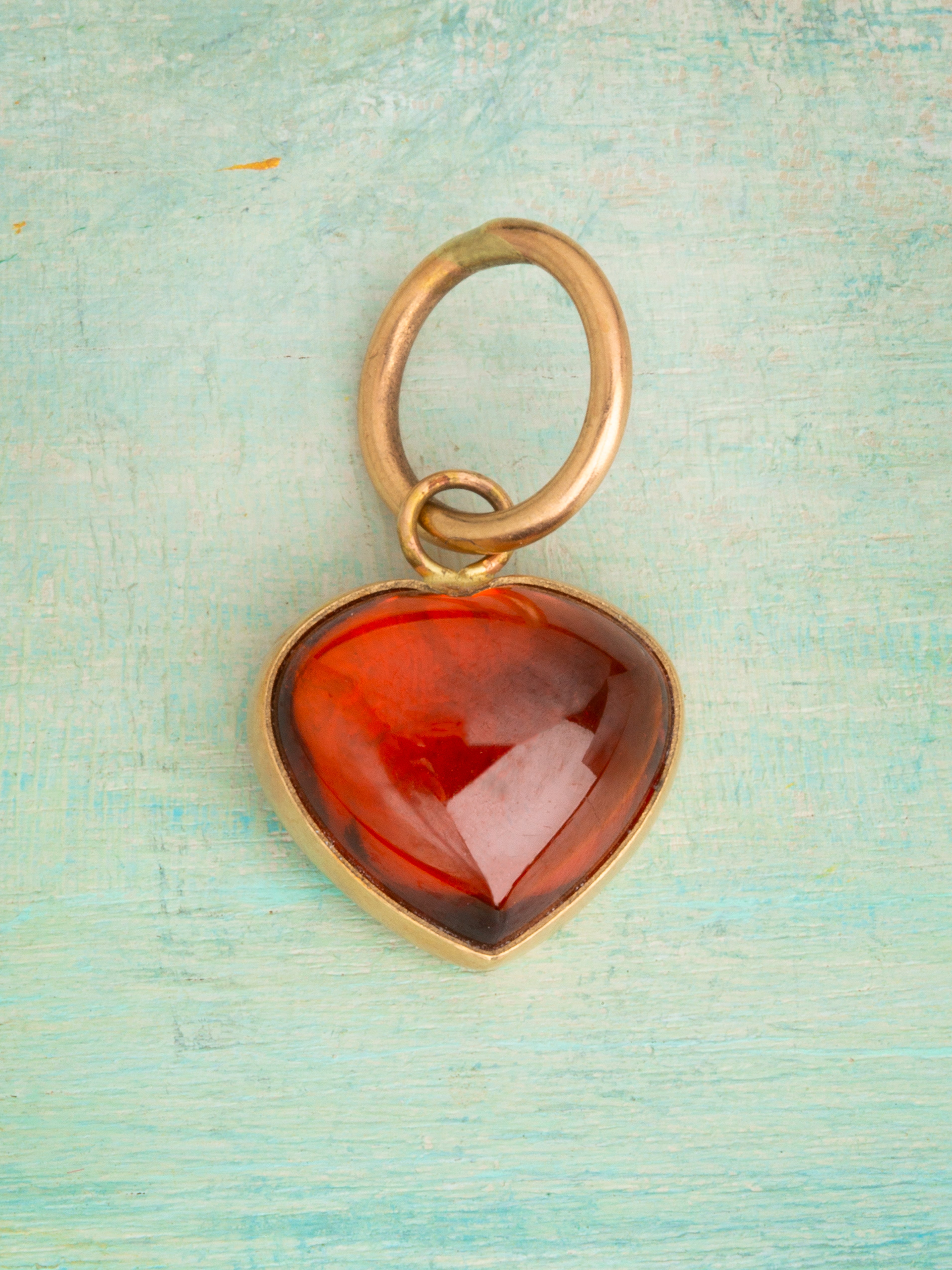 Mandarin Garnet Heart Charm