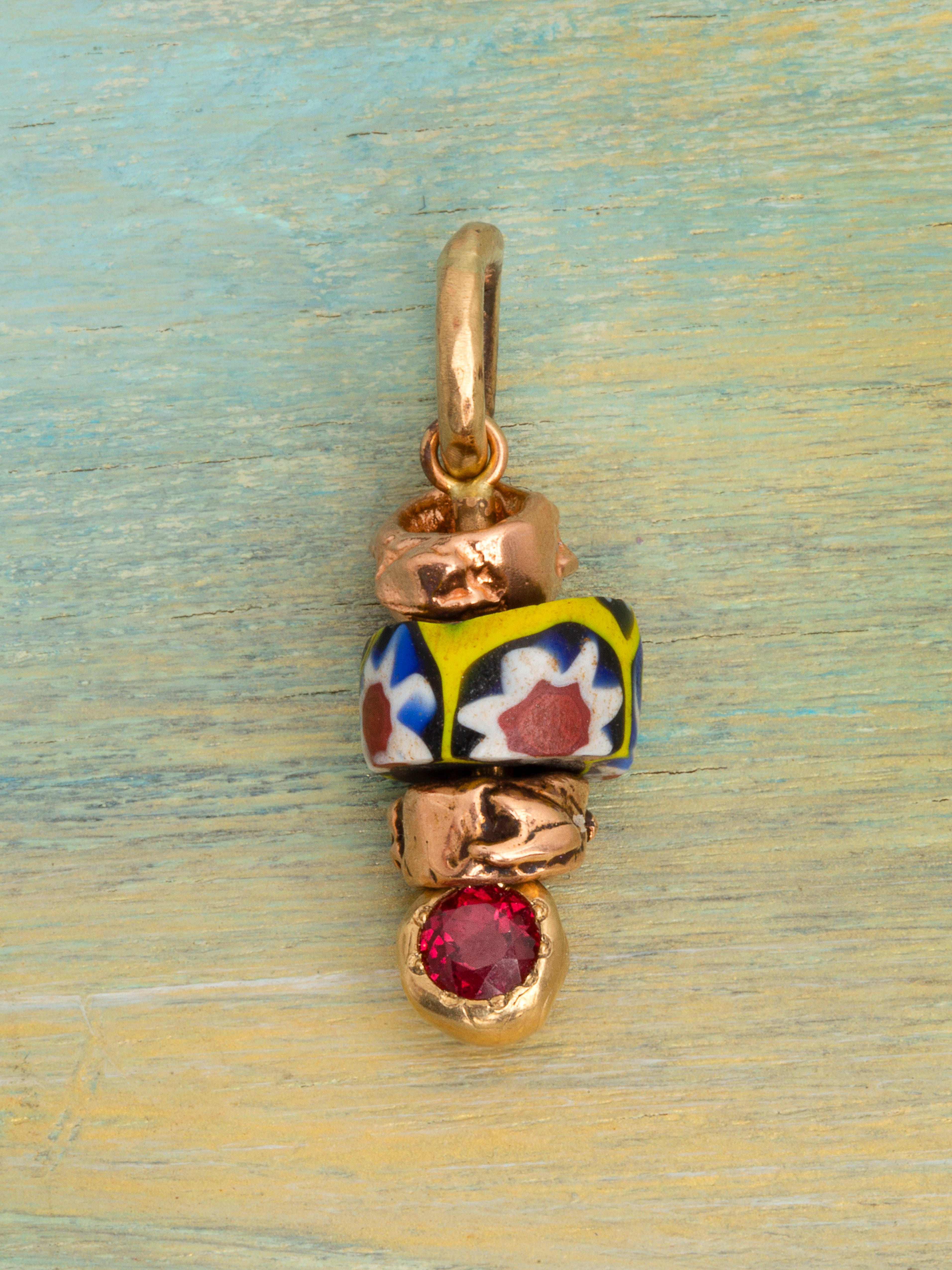 Antique Trade bead and Ruby Charm