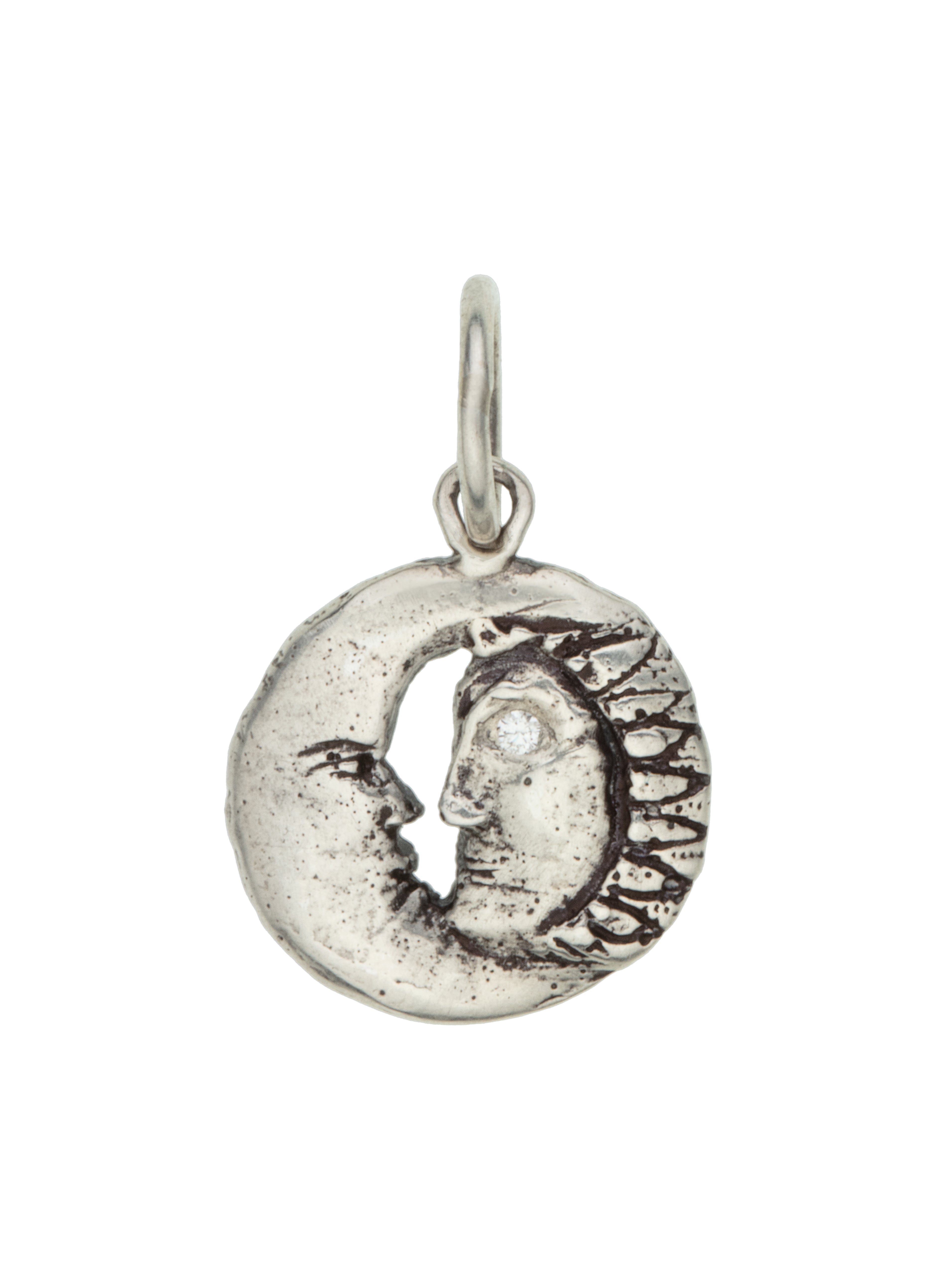 Sun and Moon Charm In Sterling Silver