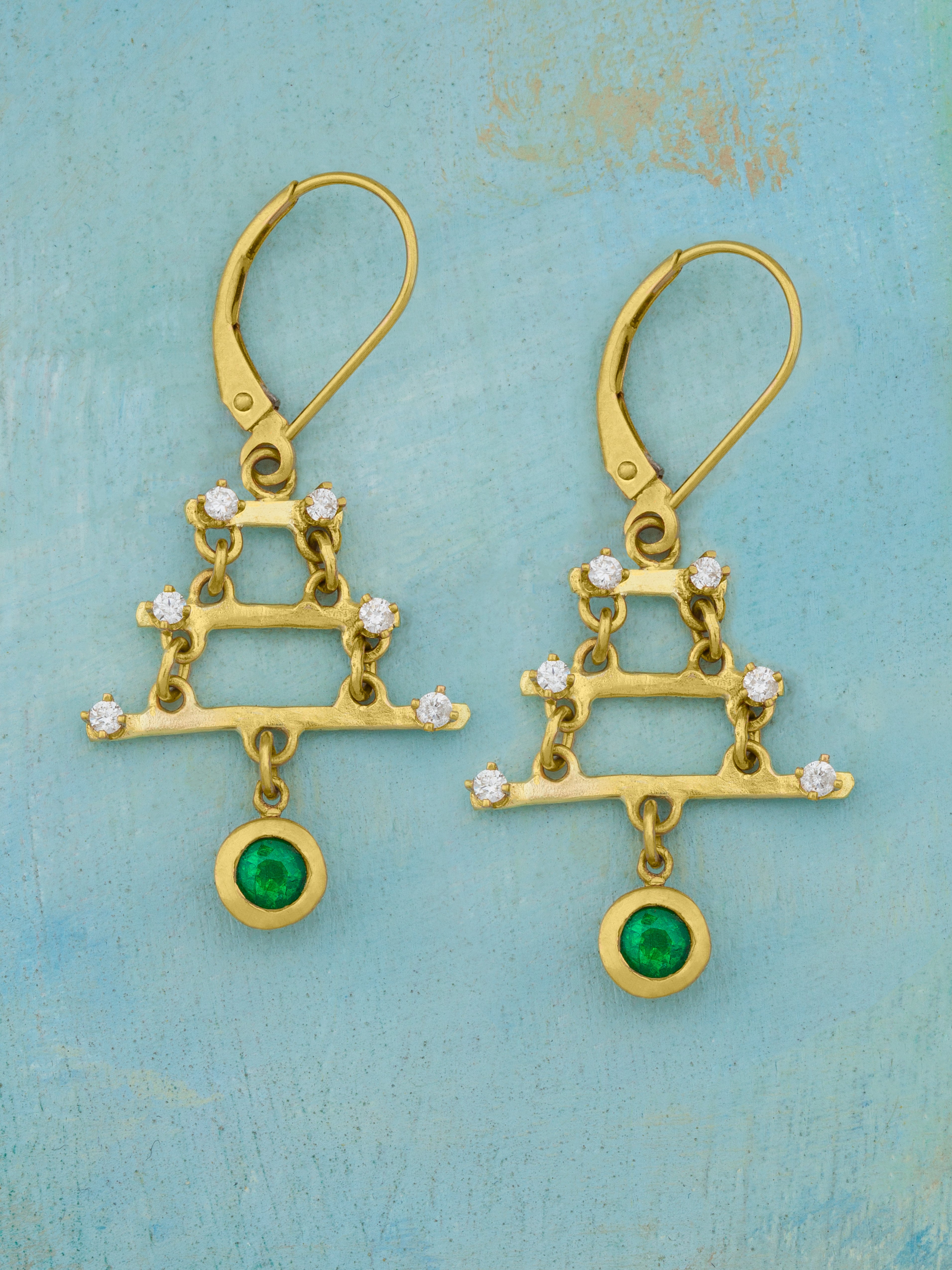 Emerald Heart Cascade Earrings
