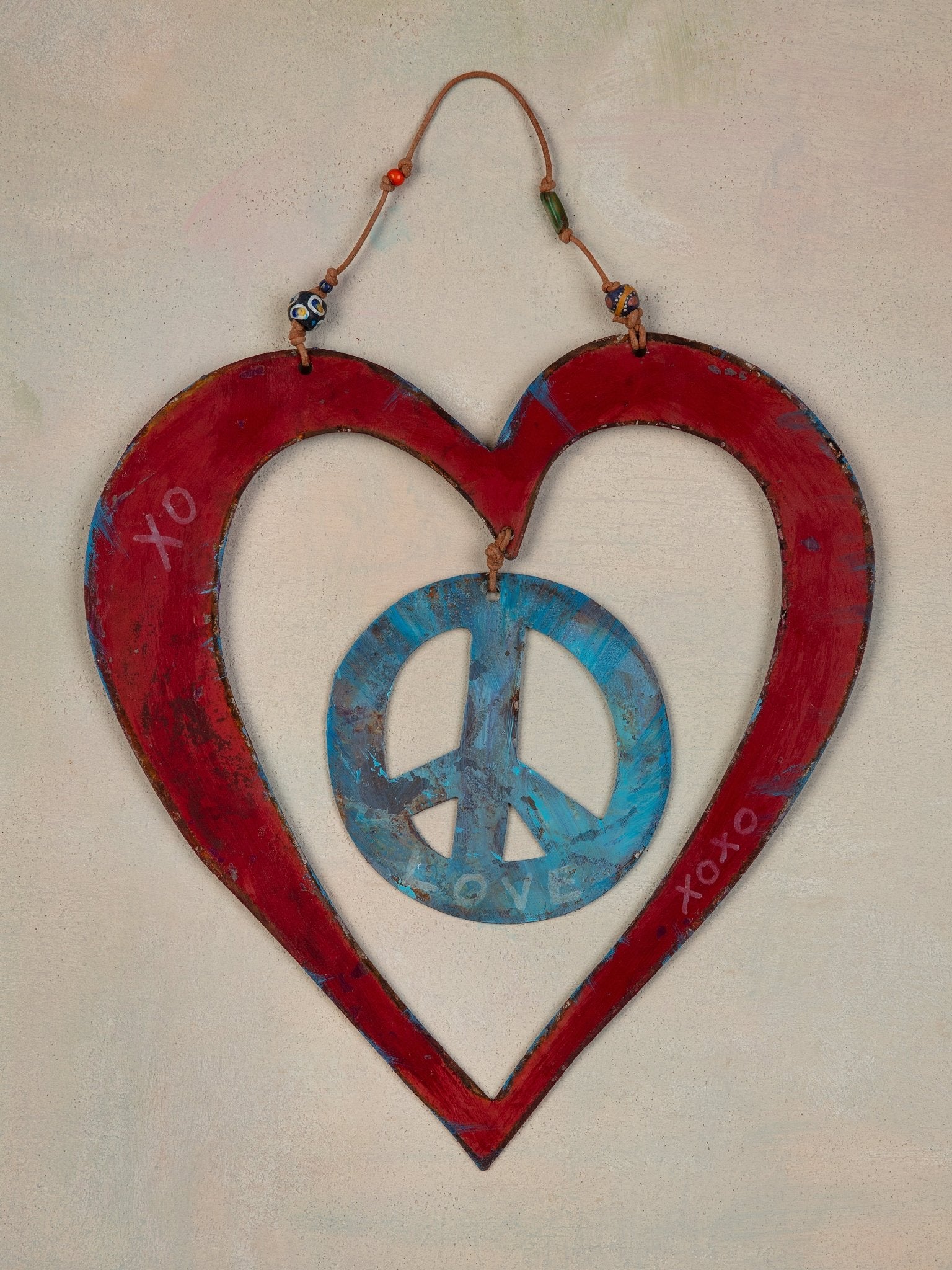Heart and Peace Hanging Steel Art - Jes MaHarry