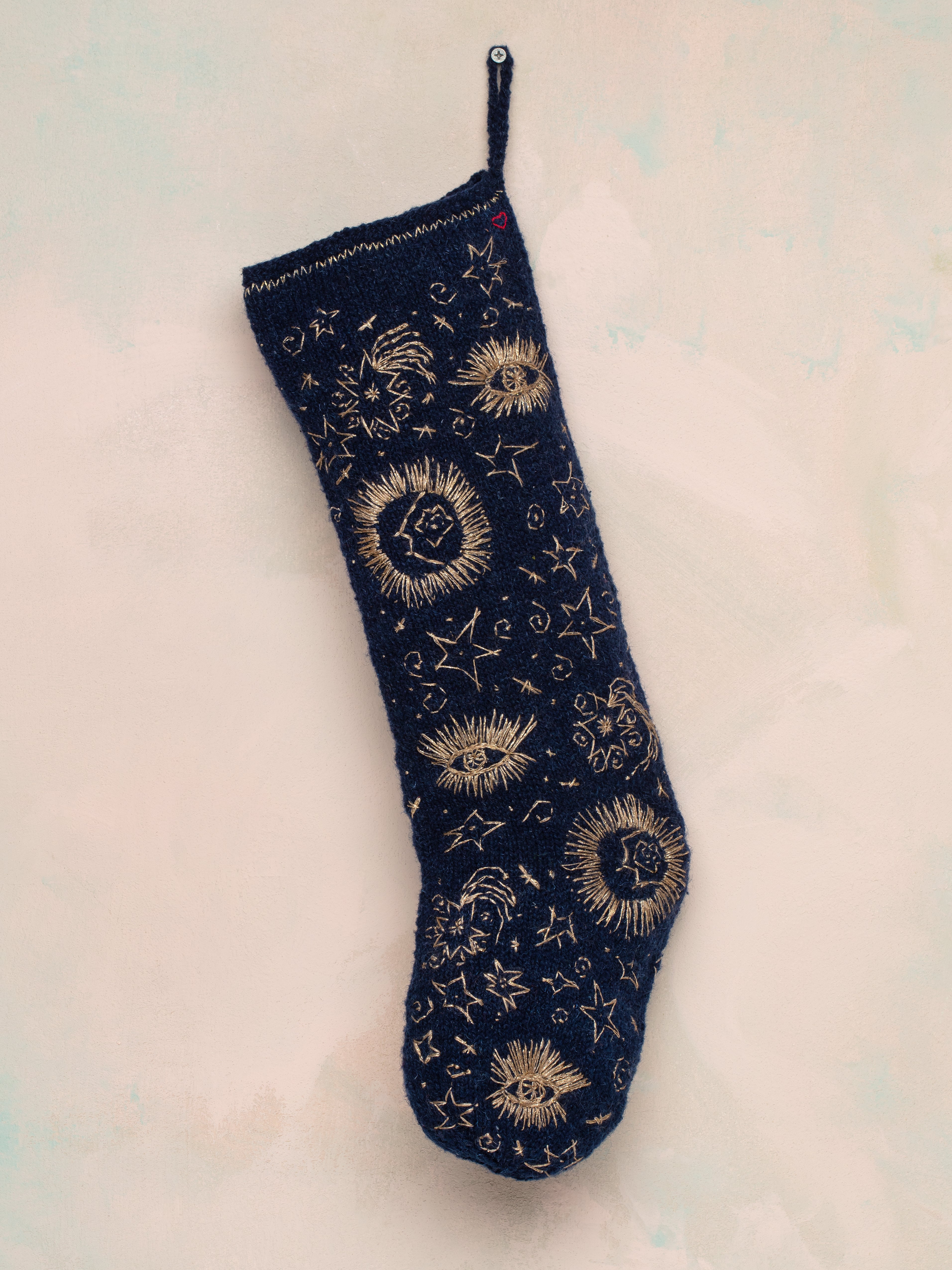 Shine Bright Handknit And Hand-Embroidered Stocking
