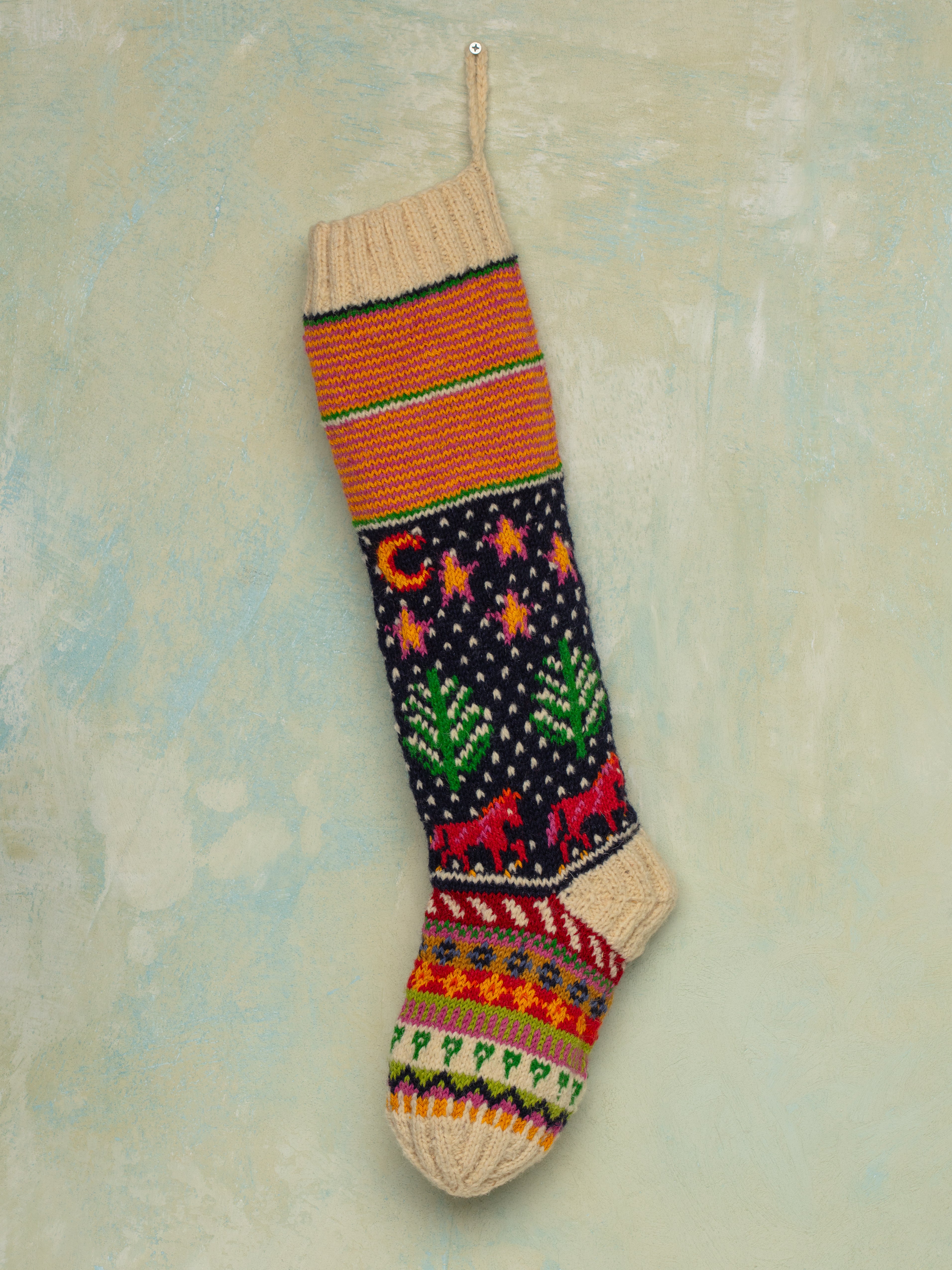 Starry Night Handknit Stocking