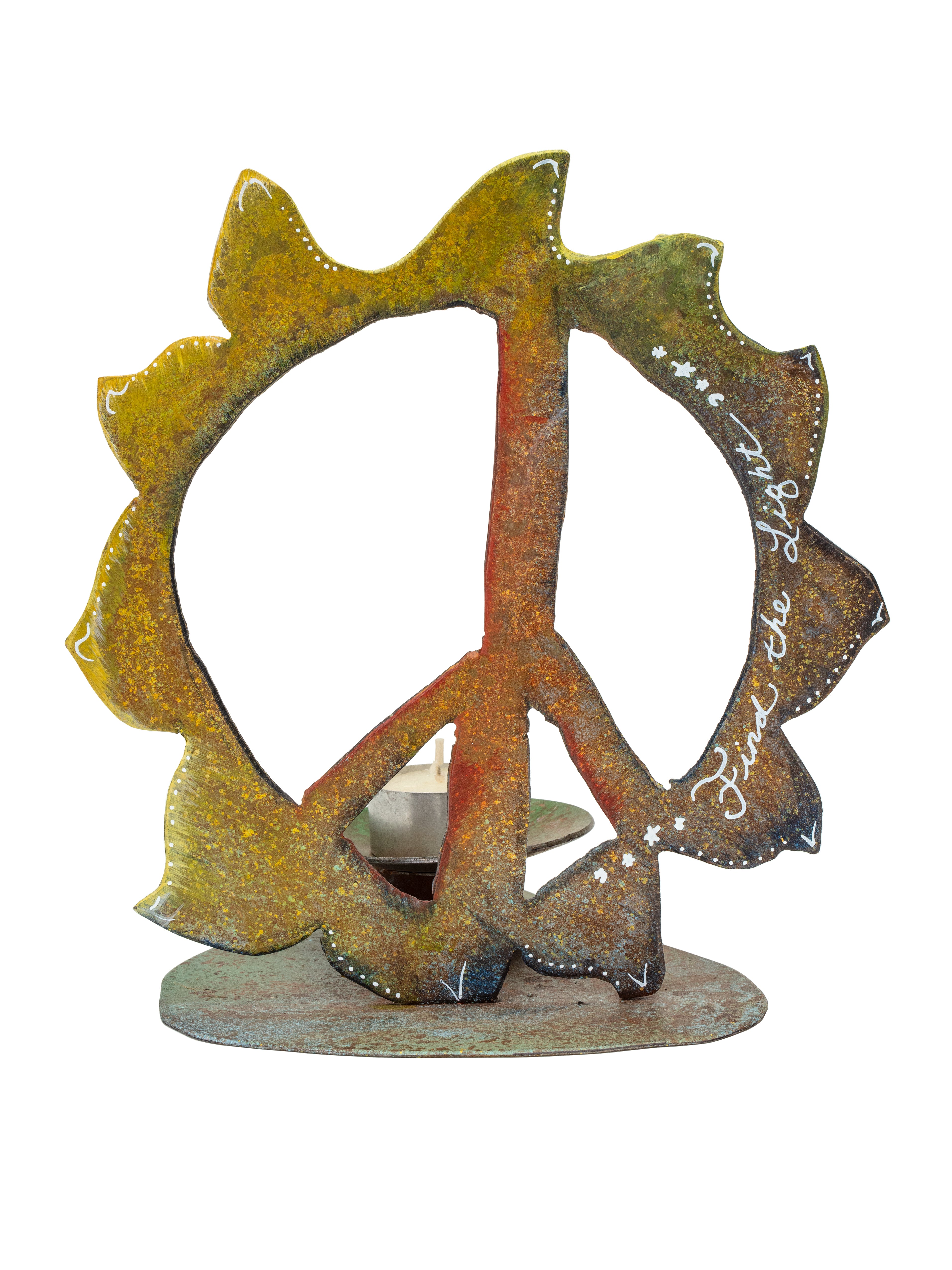Peace Flower Candle Holder Steel Piece-Med