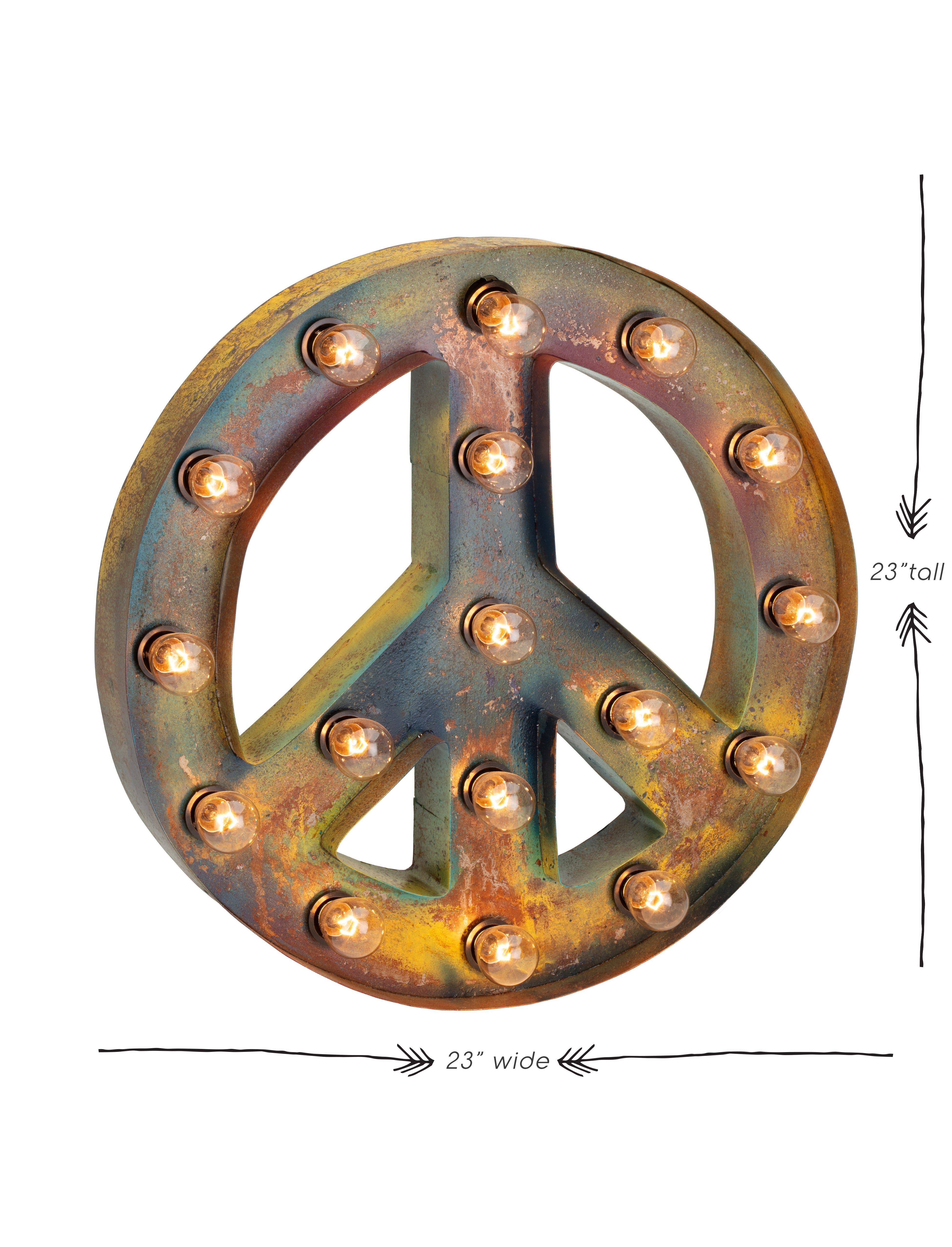 Lighted Steel Peace Sign