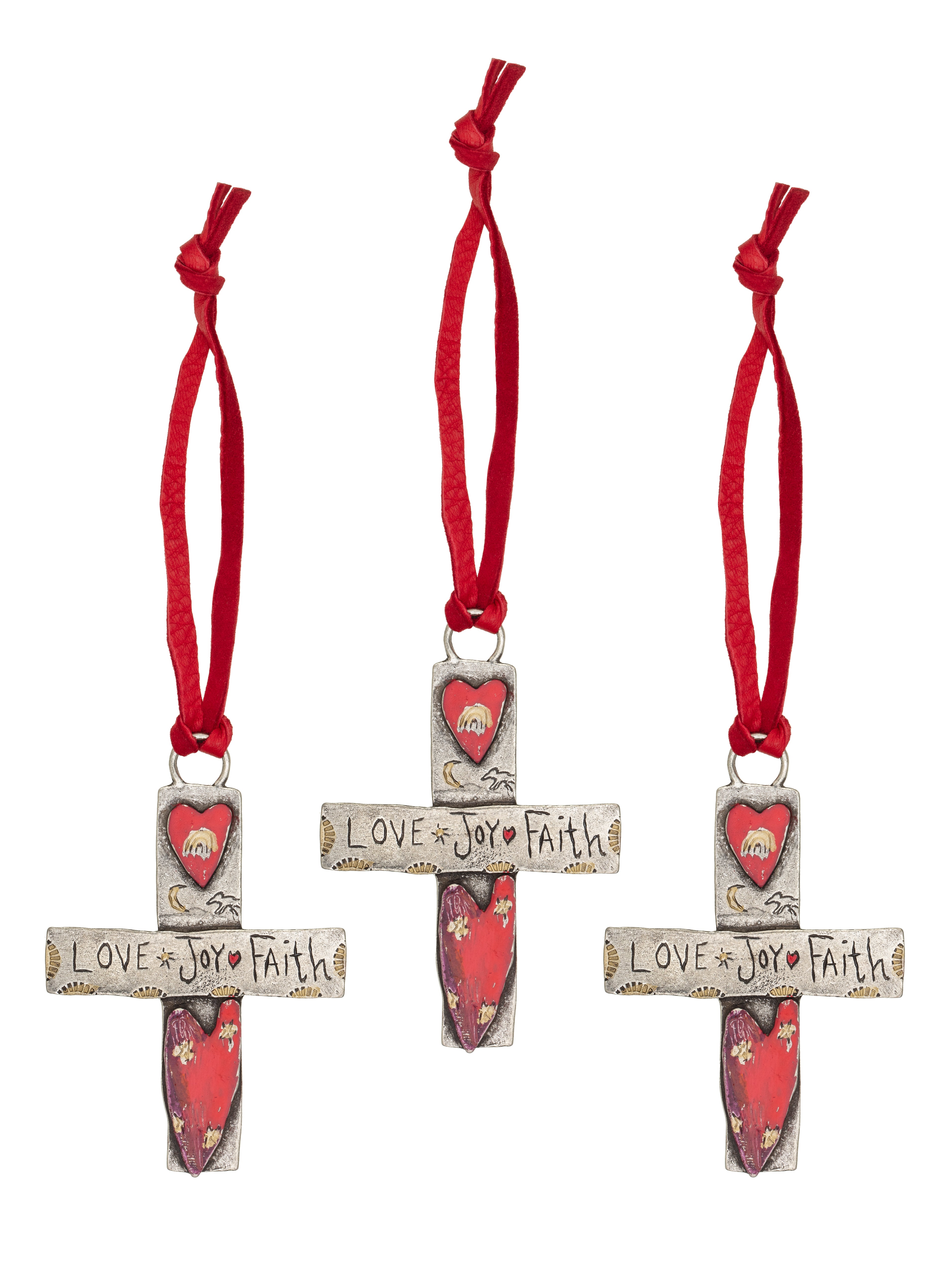 Love, Joy, Faith Cross Ornaments
