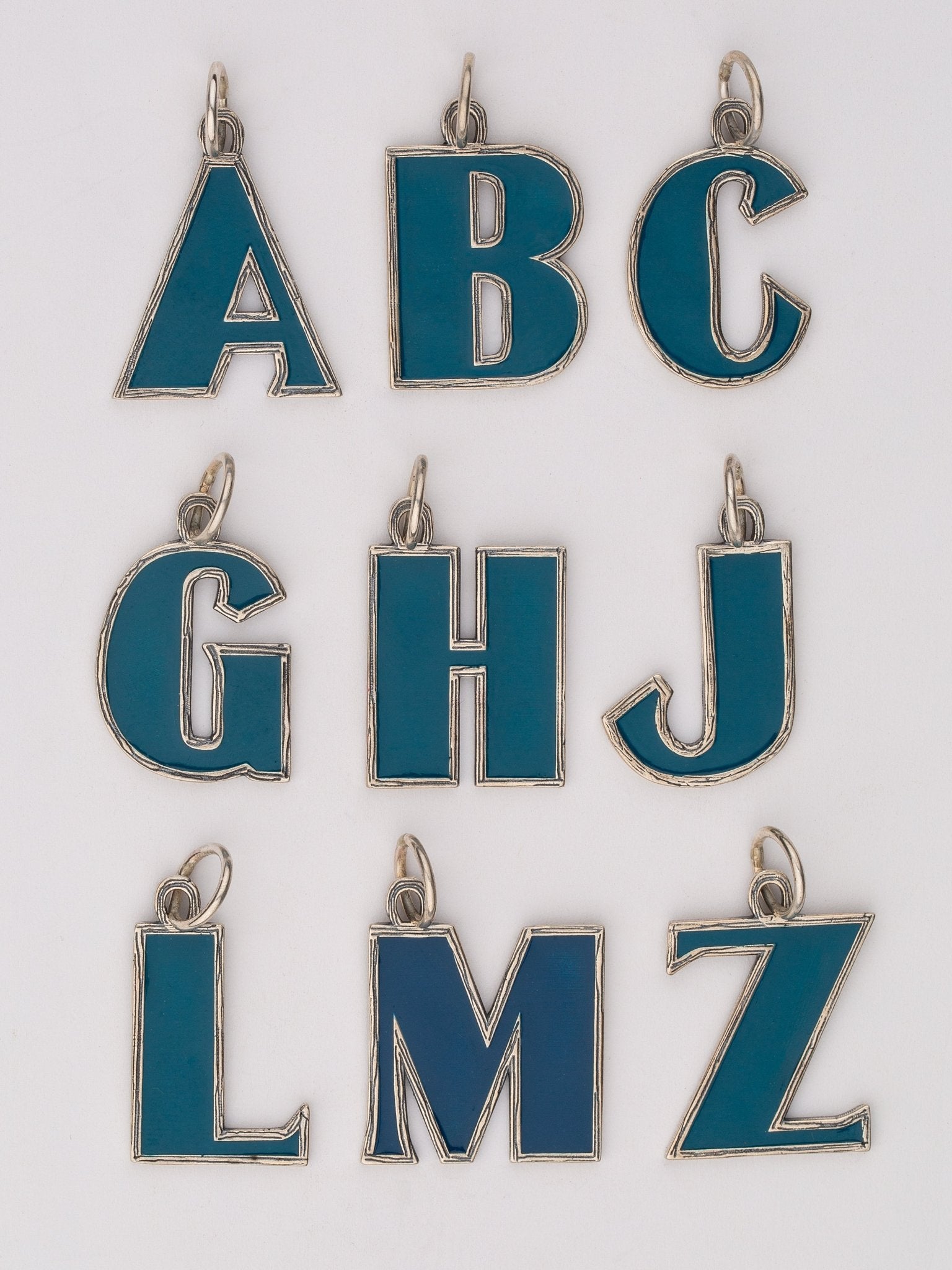 Teal Enamel Letter Charm — Handmade by Jes MaHarry