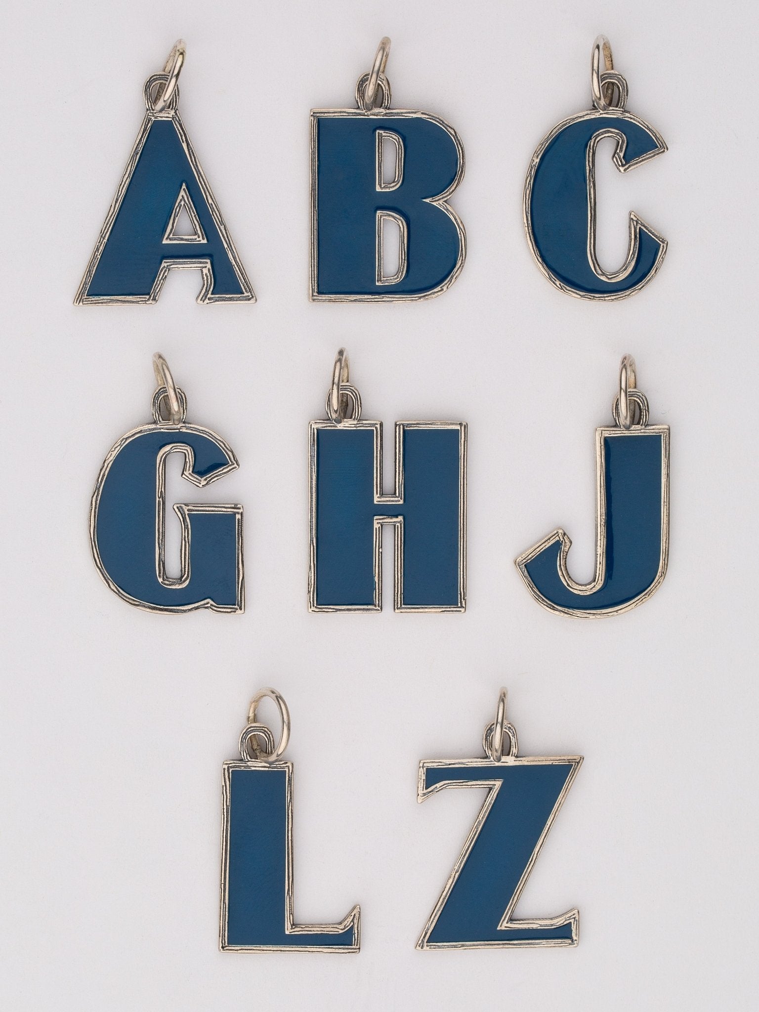 Navy Enamel Letter Charm — Handmade by Jes MaHarry