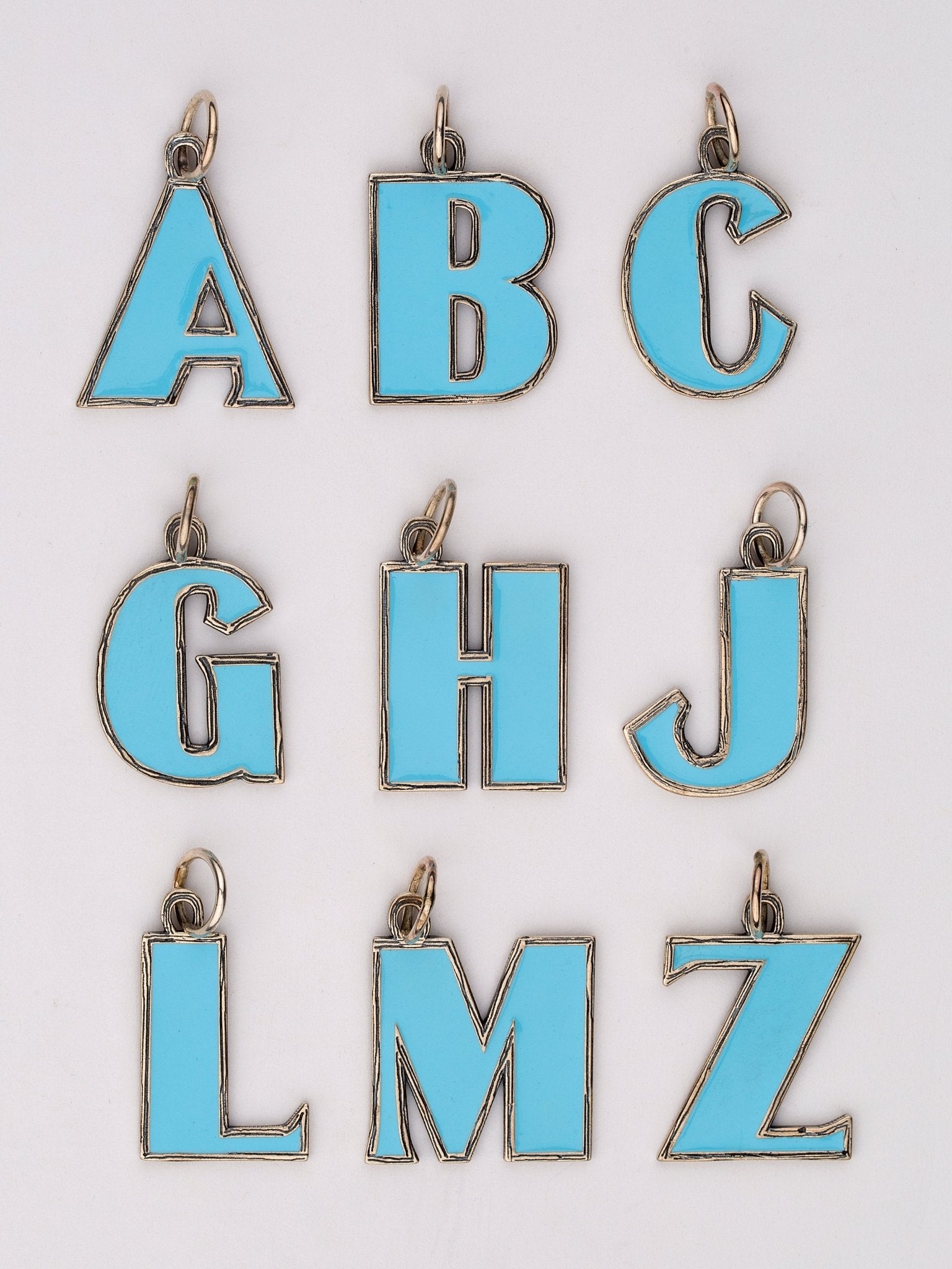 Sky Blue Enamel Letter Charm — Handmade by Jes MaHarry