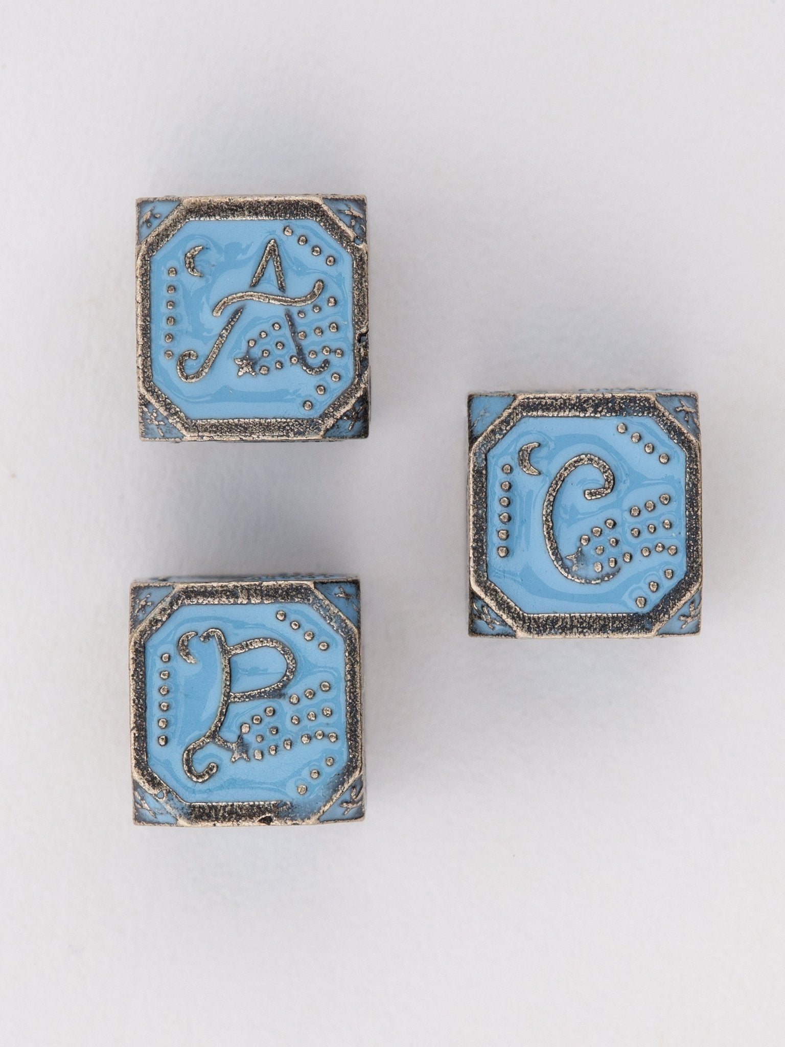 Moon and Stars Initial Charm in Sky Blue