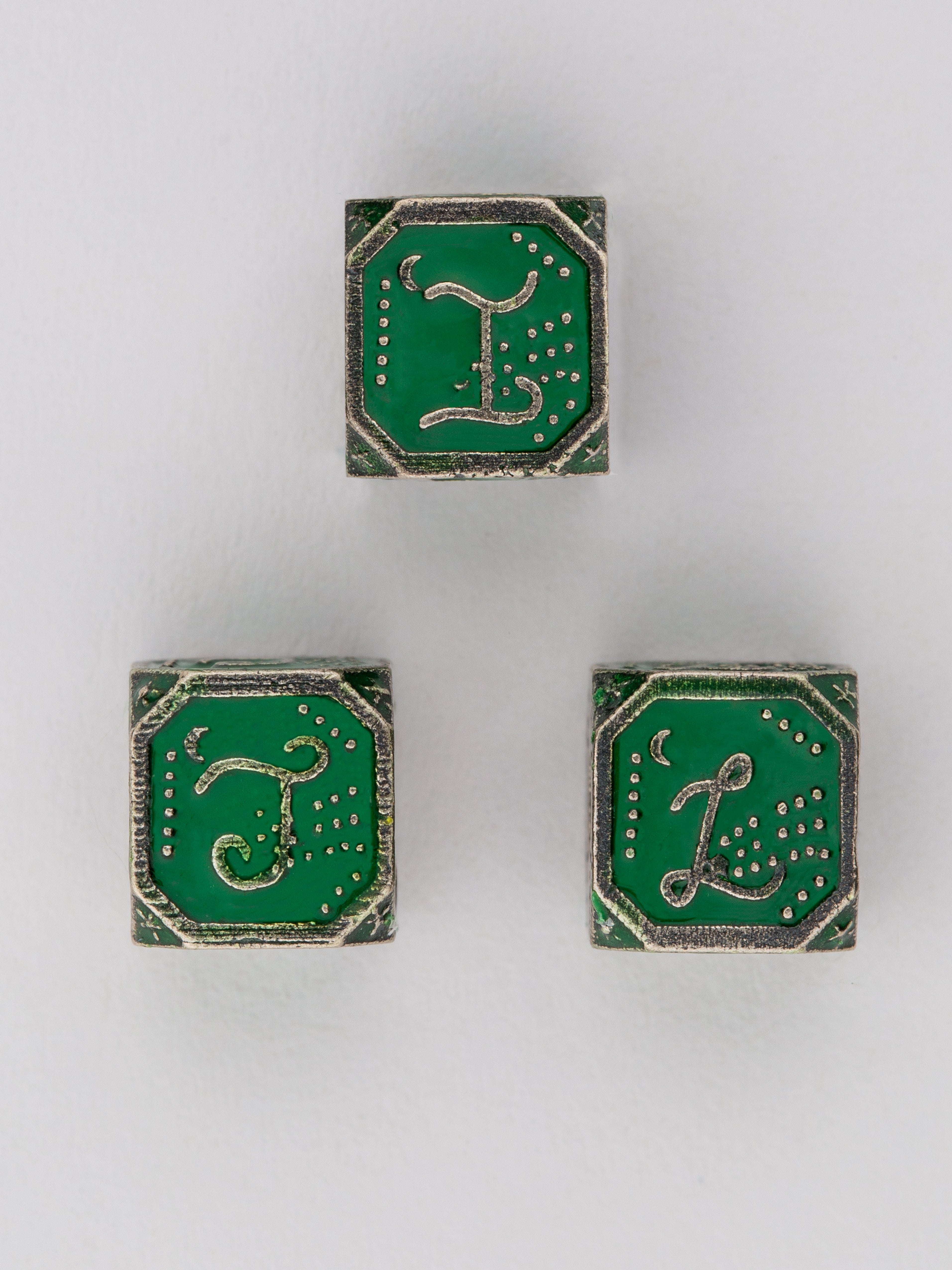 Moon and Stars Initial Charm in Emerald
