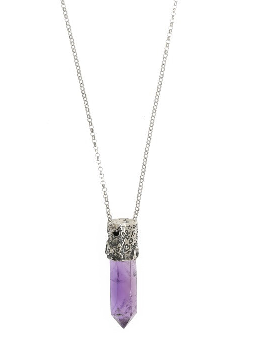 Power Stone Amethyst Necklace In Sterling