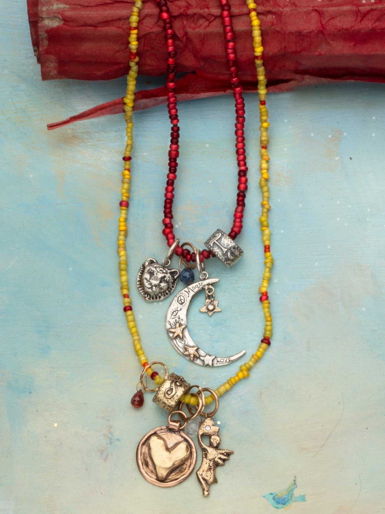 Antique Whiteheart Trade Beads Necklace - Jes MaHarry