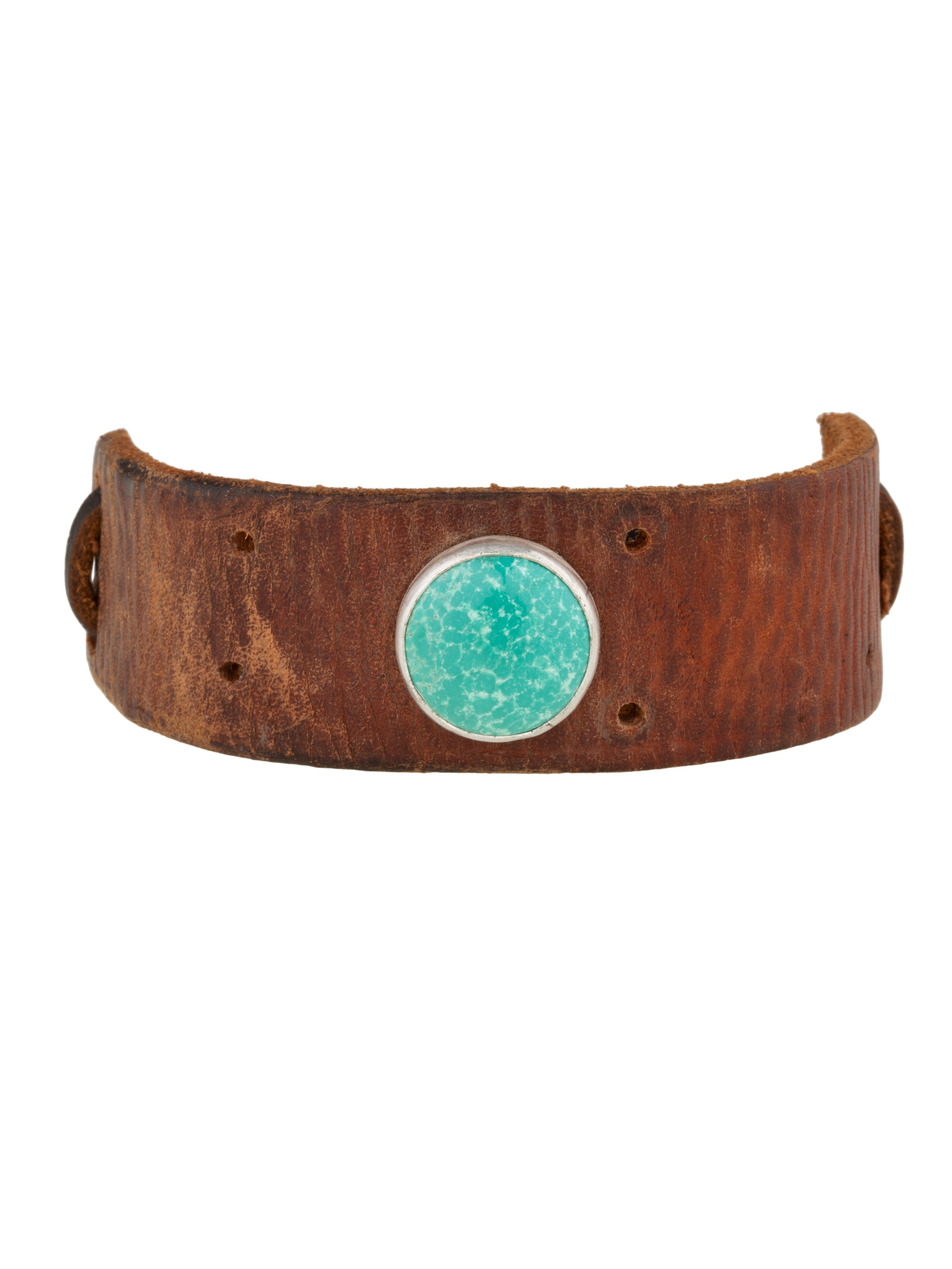 Turquoise Pond Leather Cuff