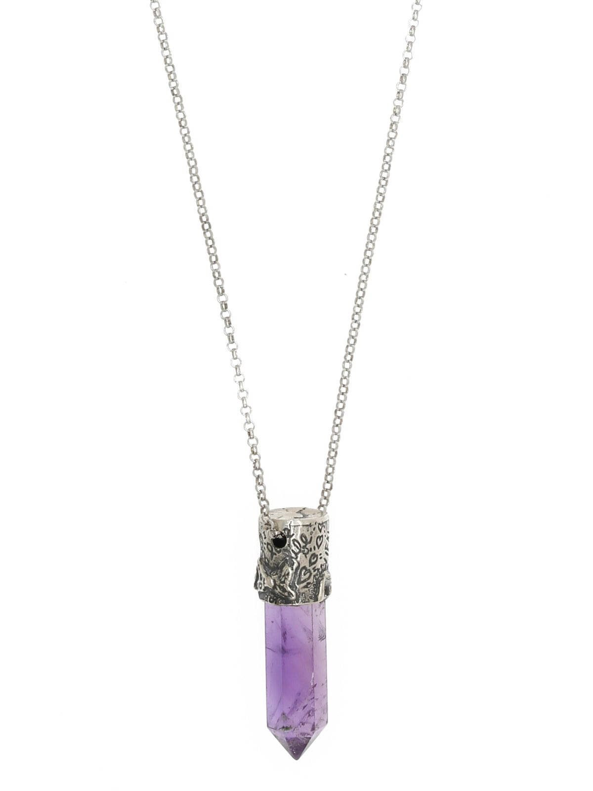 Power Stone Amethyst Necklace In Sterling