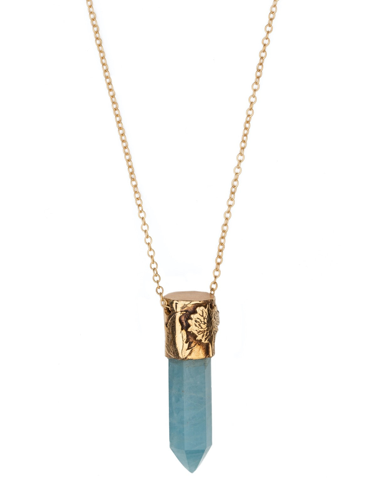 Power Stone Aquamarine Necklace In Gold