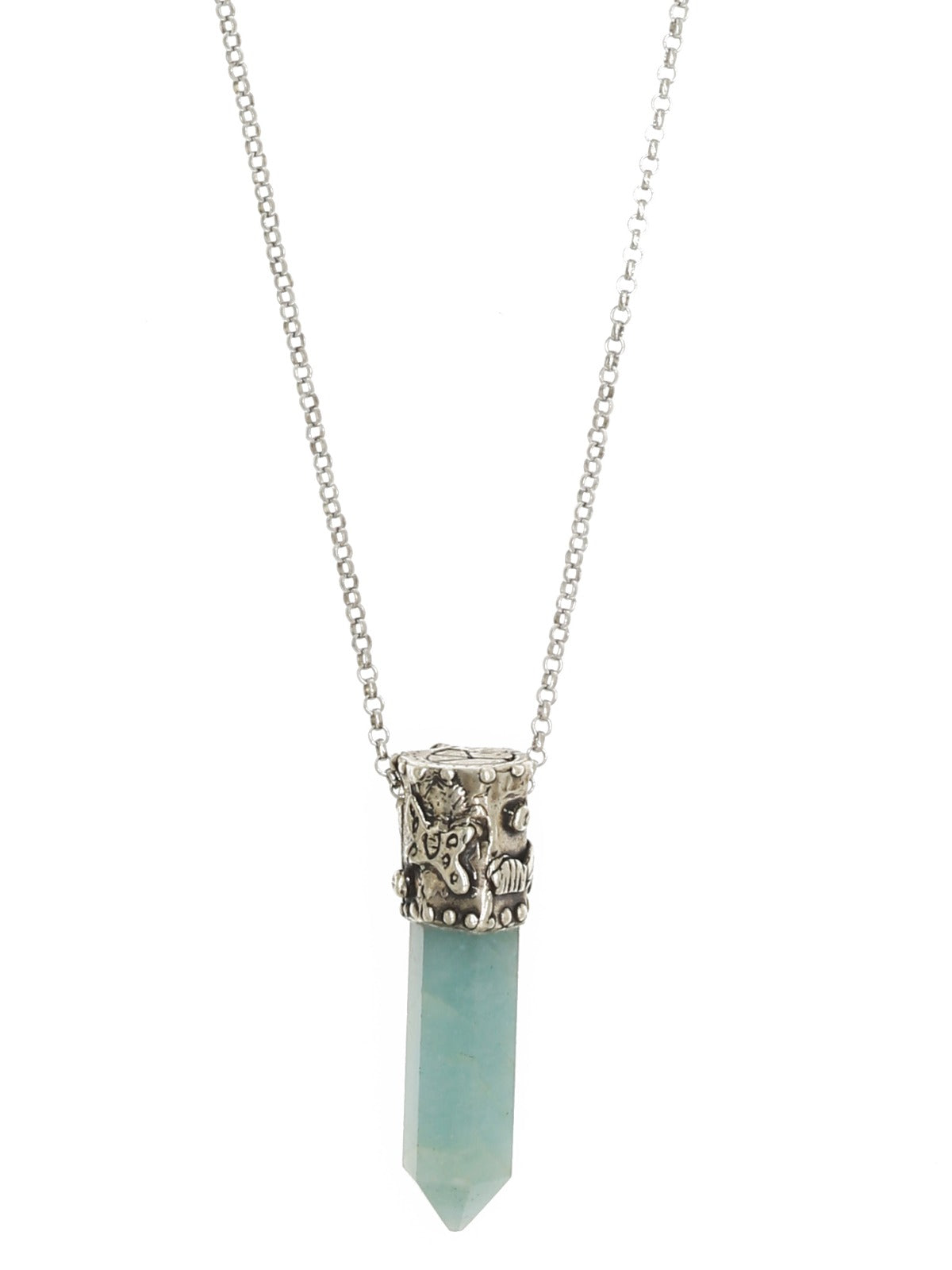 Power Stone Aquamarine Necklace In Sterling