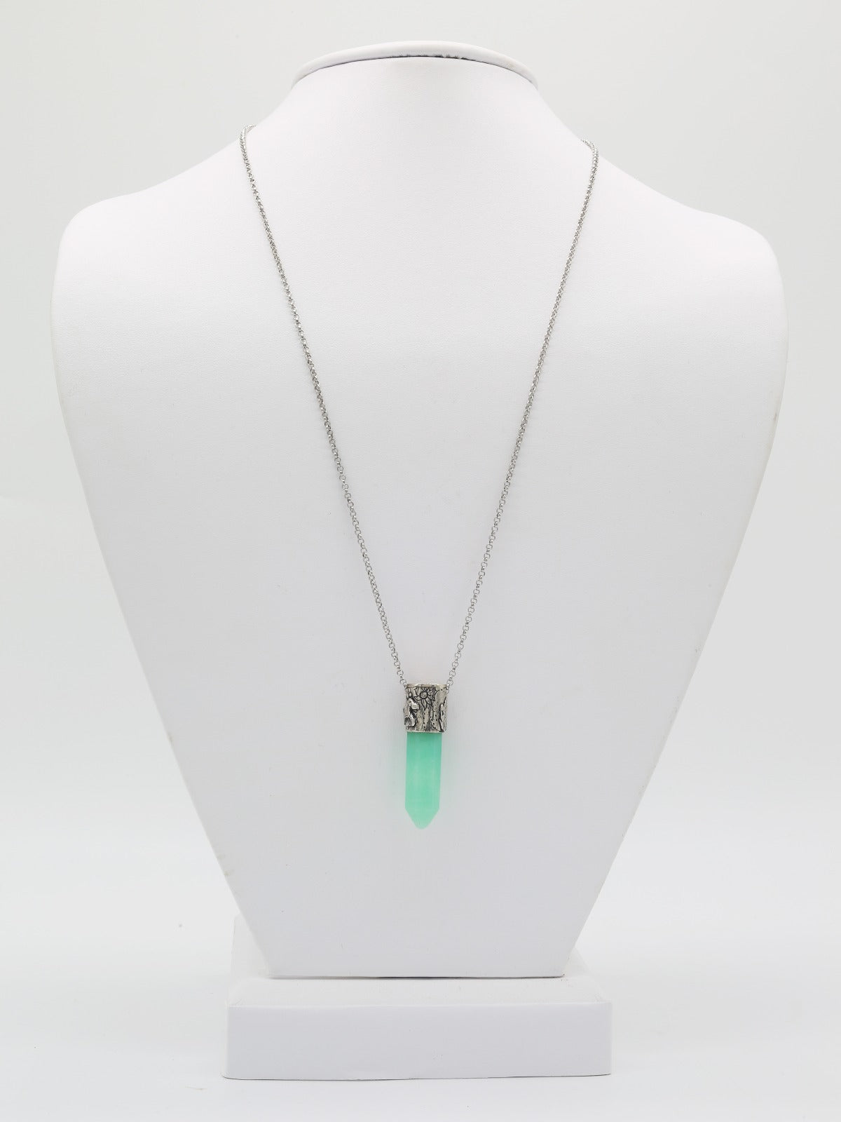 Power Stone Chrysoprase Necklace In Sterling Silver
