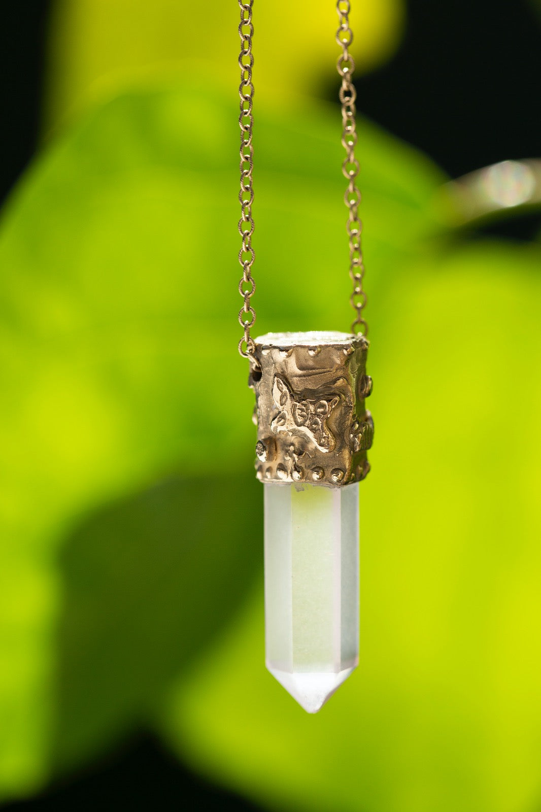 Power Stone Clear Crystal Necklace In Gold