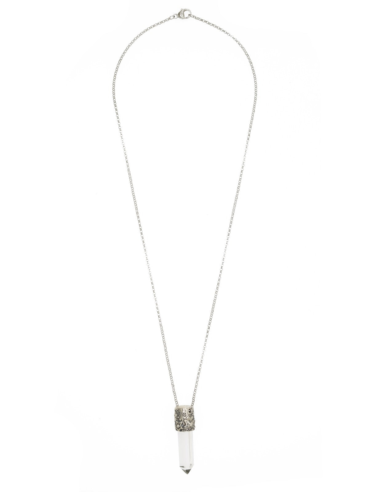 Power Stone Clear Crystal Necklace In Sterling Silver