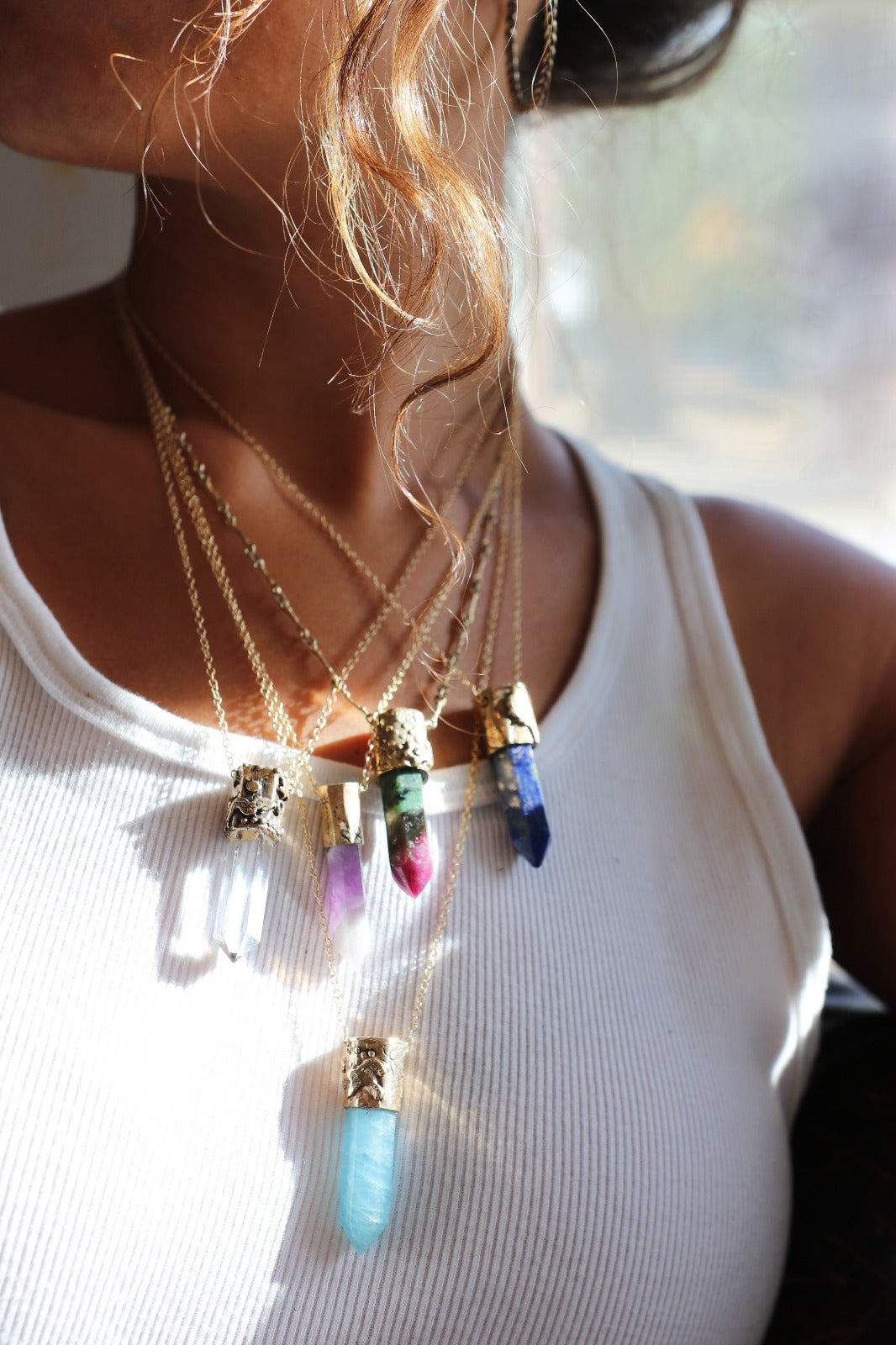 Power Stone Ruby Zoisite Necklace In Gold