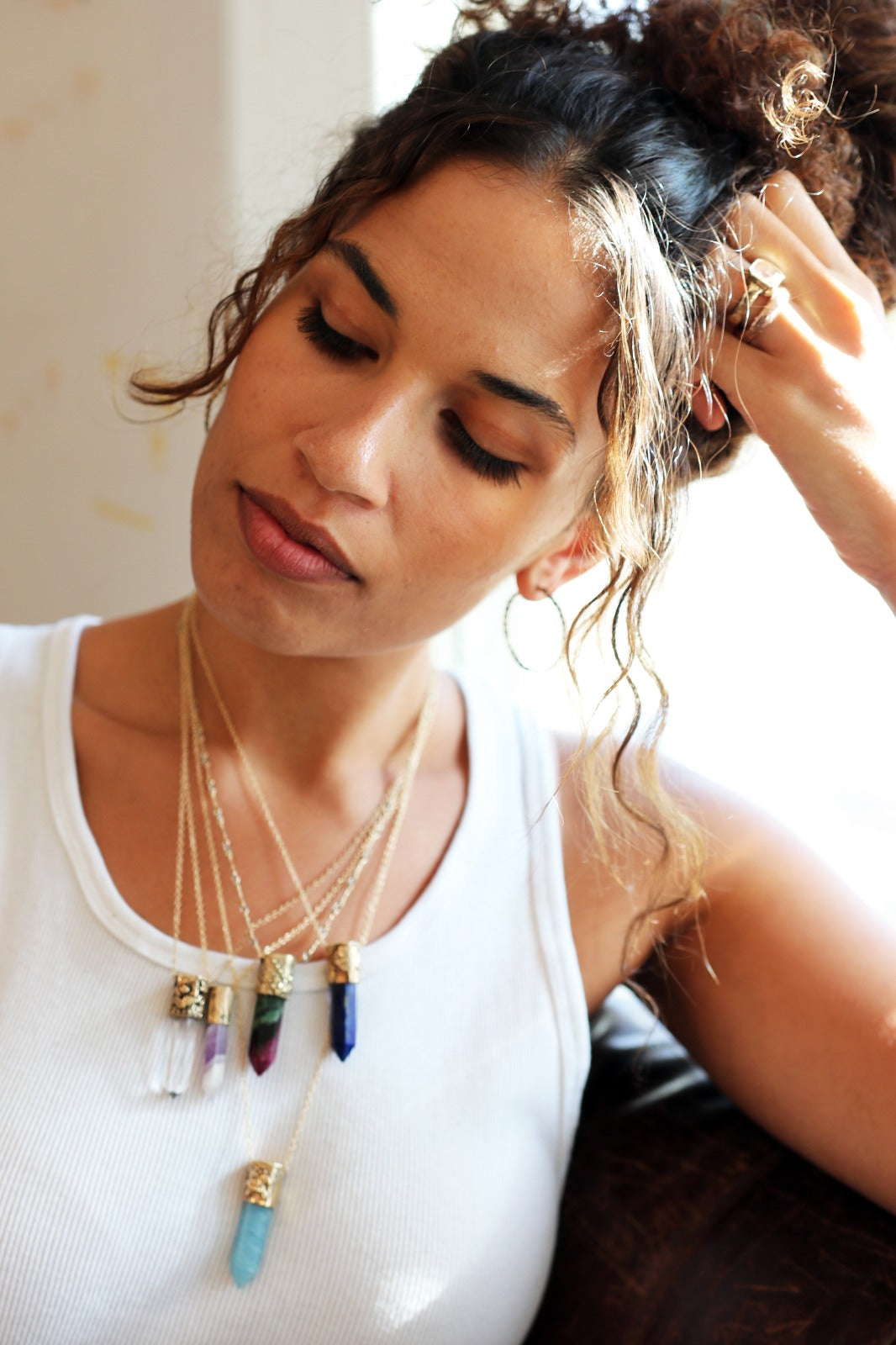 Power Stone Ruby Zoisite Necklace In Gold