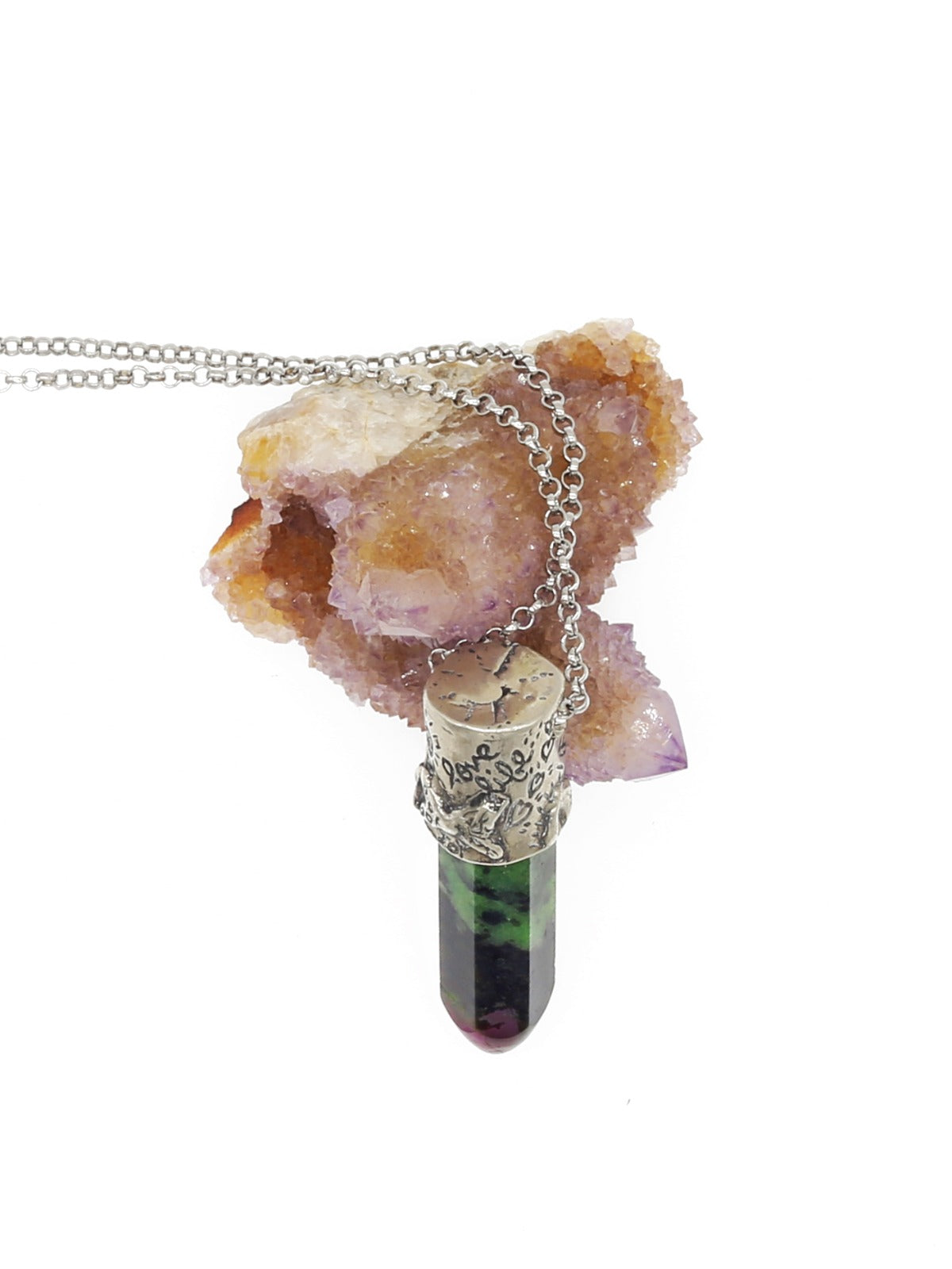 Power Stone Ruby Zoisite Necklace In Sterling
