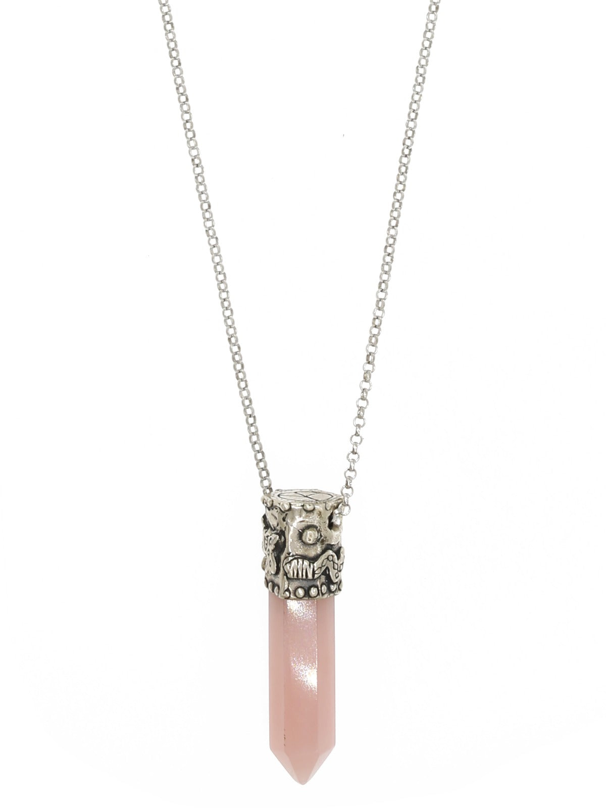 Power Stone Pink Opal Necklace In Sterling