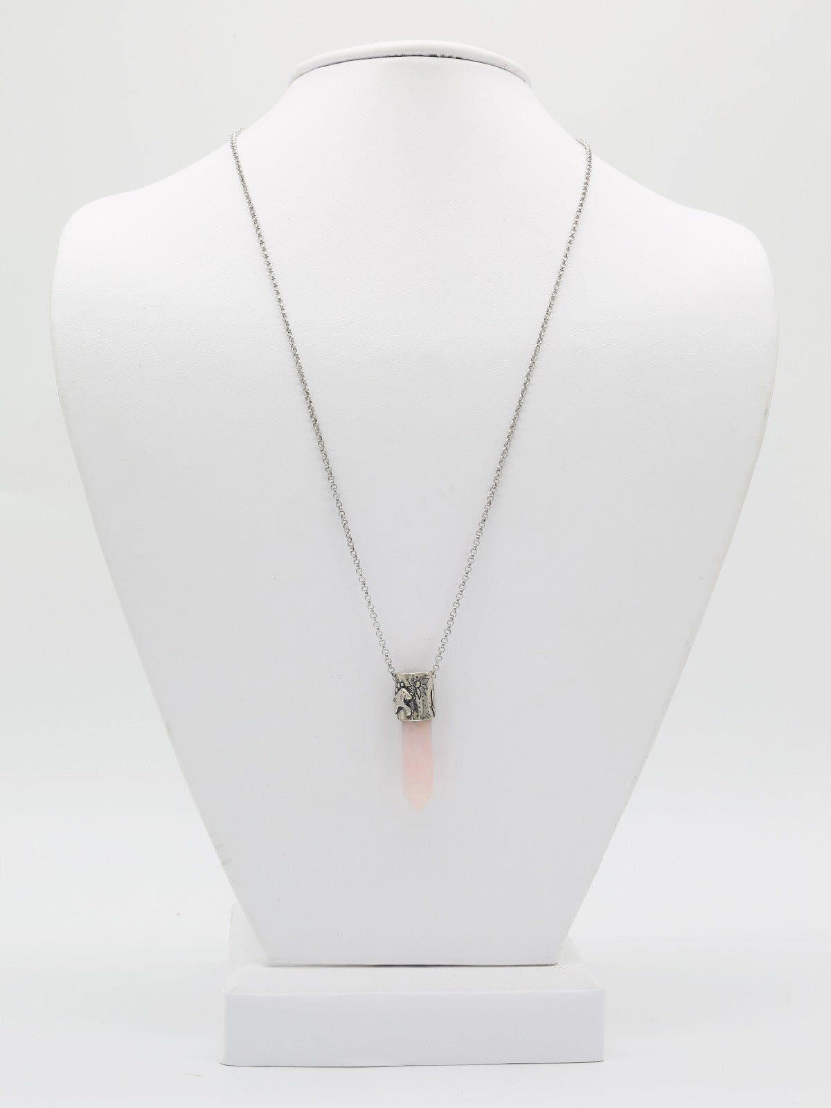Power Stone Pink Quartz Necklace In Sterling