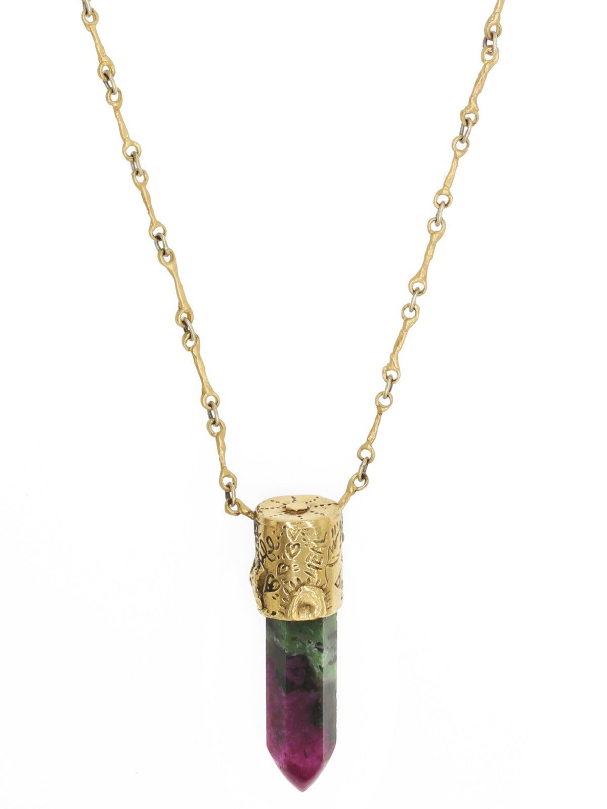 Power Stone Ruby Zoisite Necklace In Gold