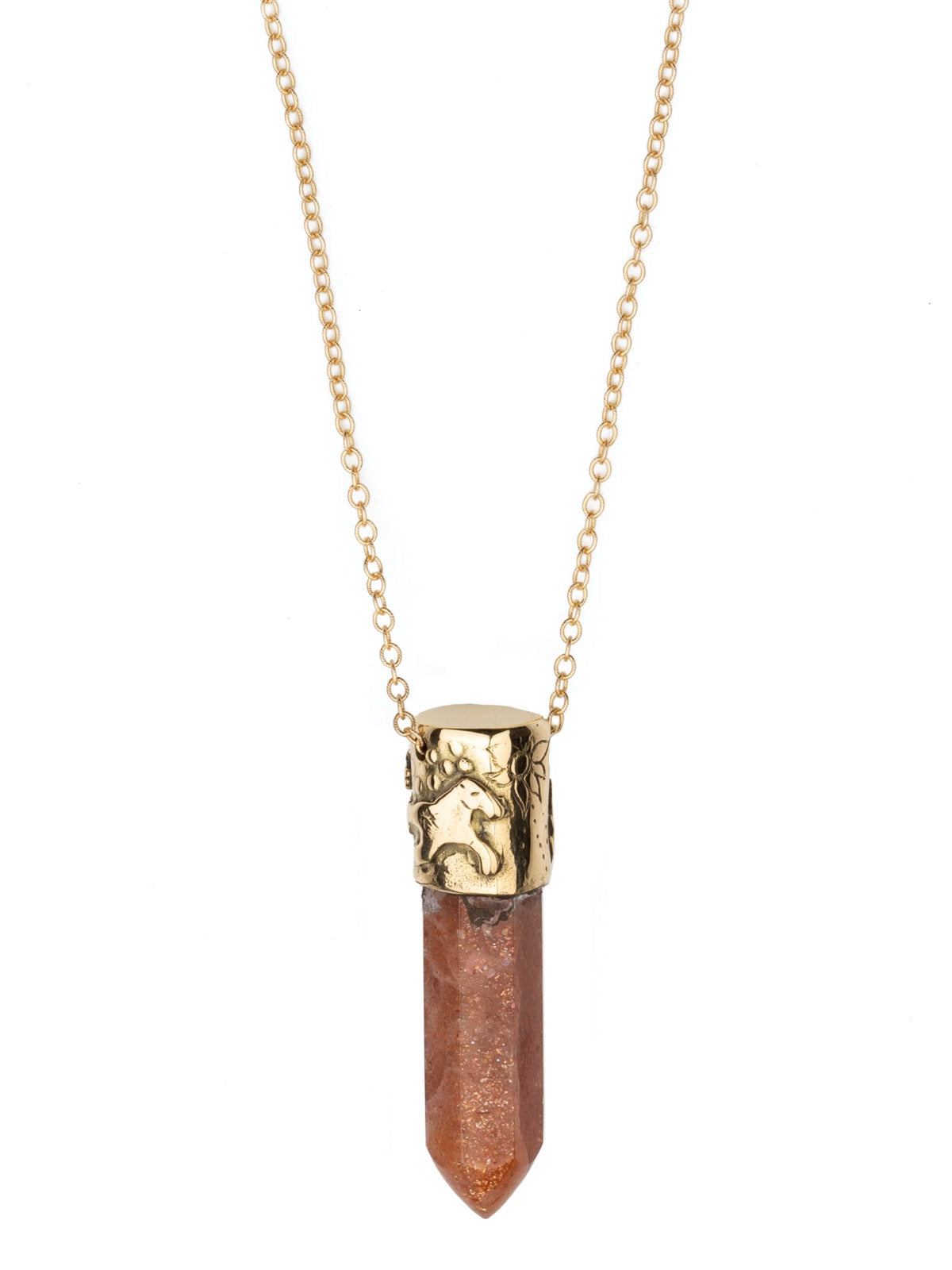 Power Stone Sunstone Necklace In Gold