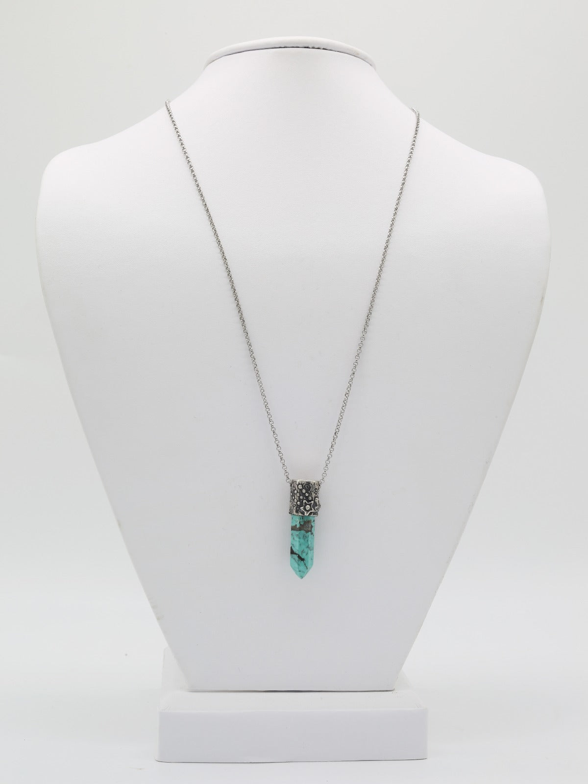 Power Stone Turquoise Necklace In Sterling Silver